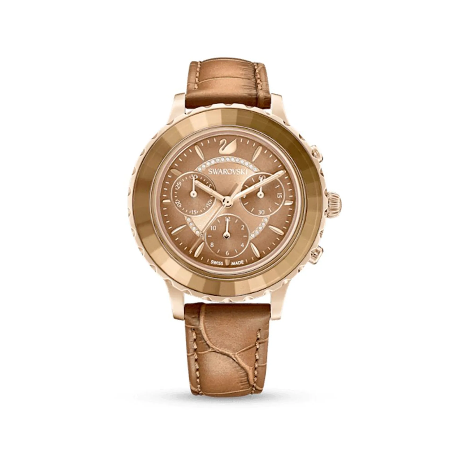 Reloj Octea Lux Chrono, Correa de piel, Marrón, Acabado tono oro