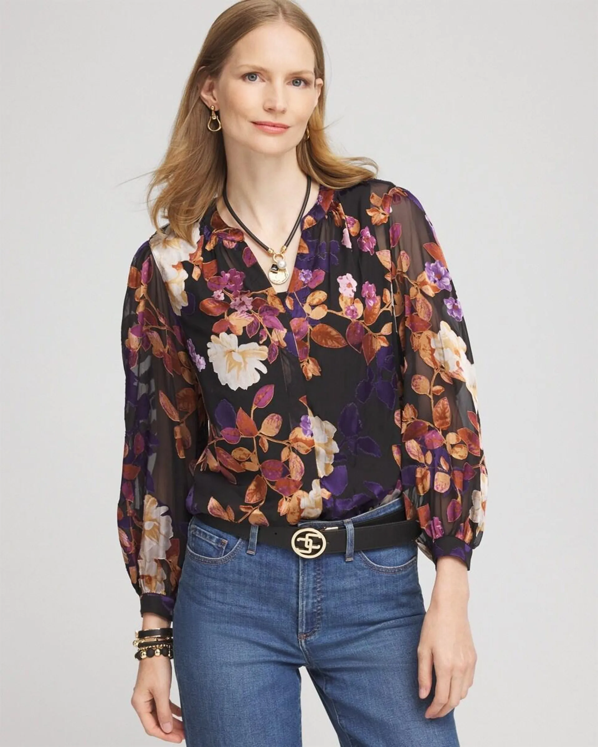 Floral Burnout Blouse