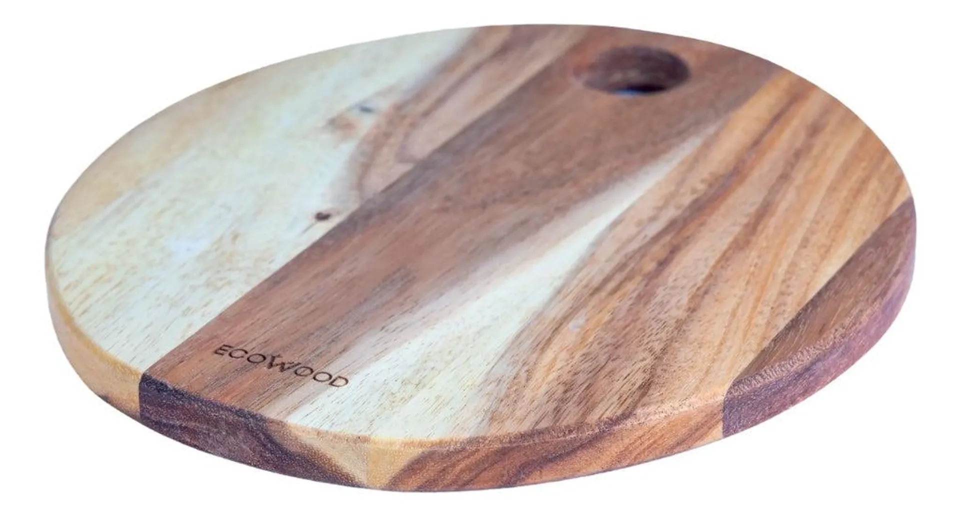 Ecowood Tabla Para Picar De Madera Circular Con Agarradera