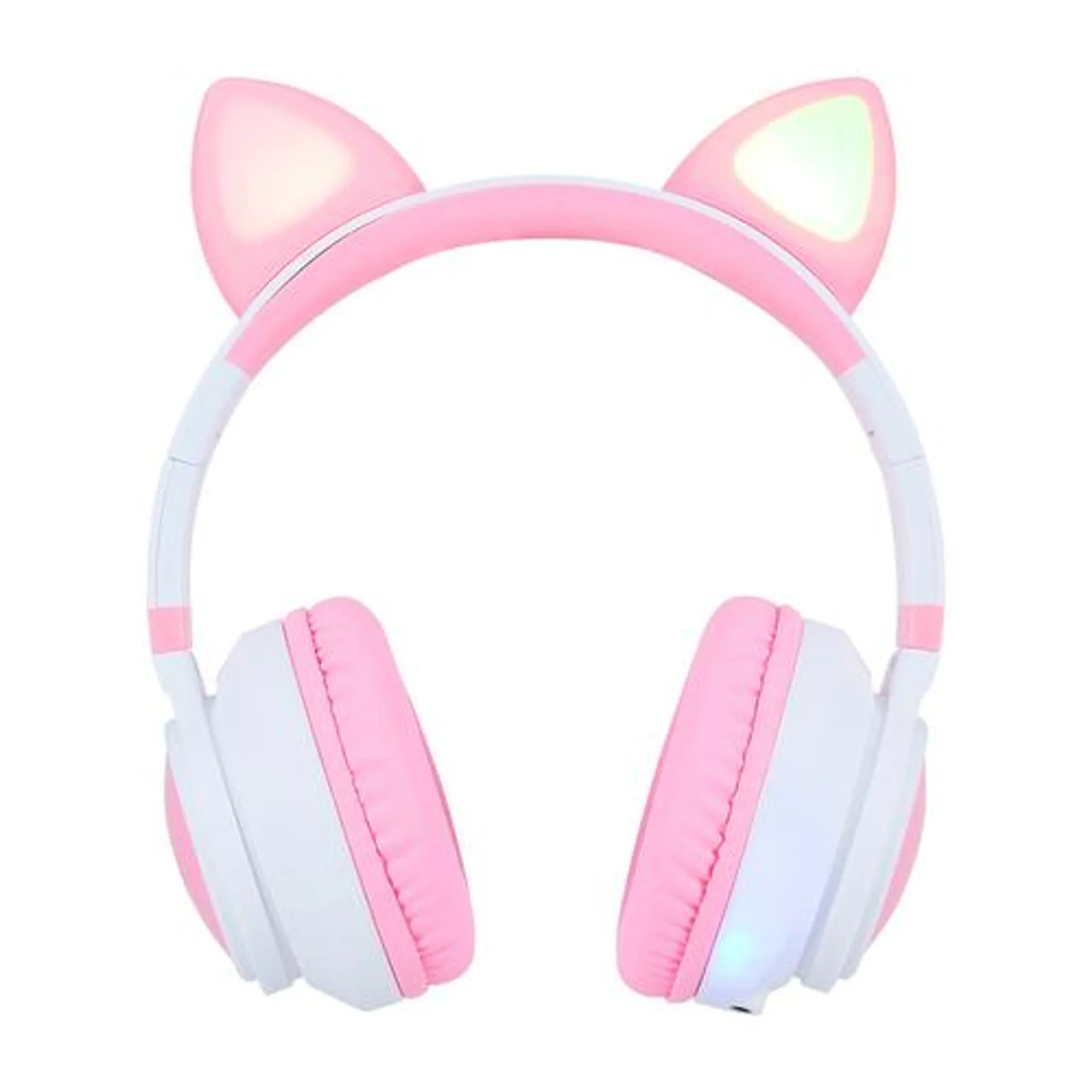 Audifonos Vorago Hpb-300-K Rgb Diadema Diseño Especial Neko Manos Libres Inalambricos Bluetooth Rosa