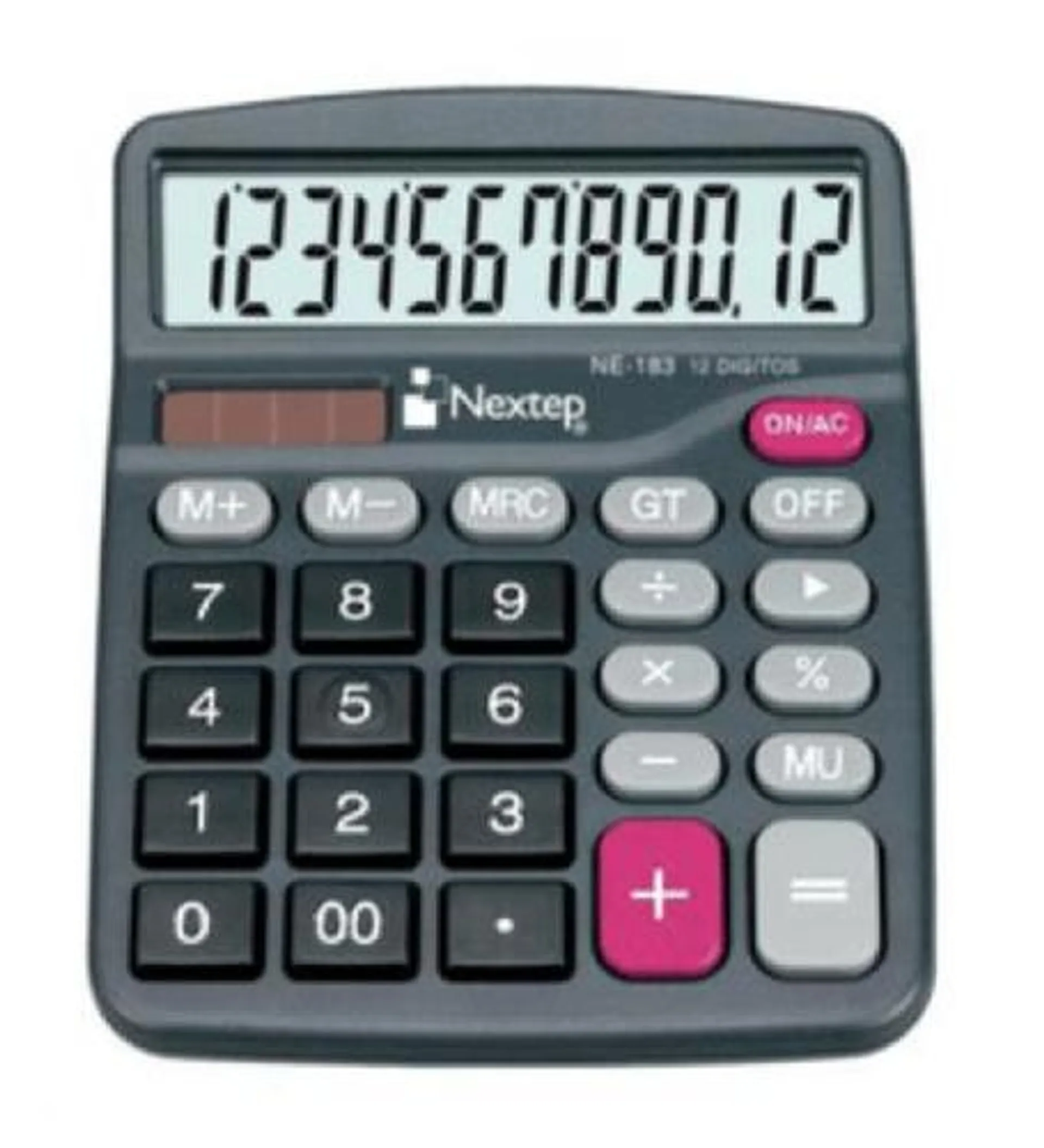 Calculadora Nextep Ne-183 12X Dígitos Batería Solar Semi Escritorio Negro