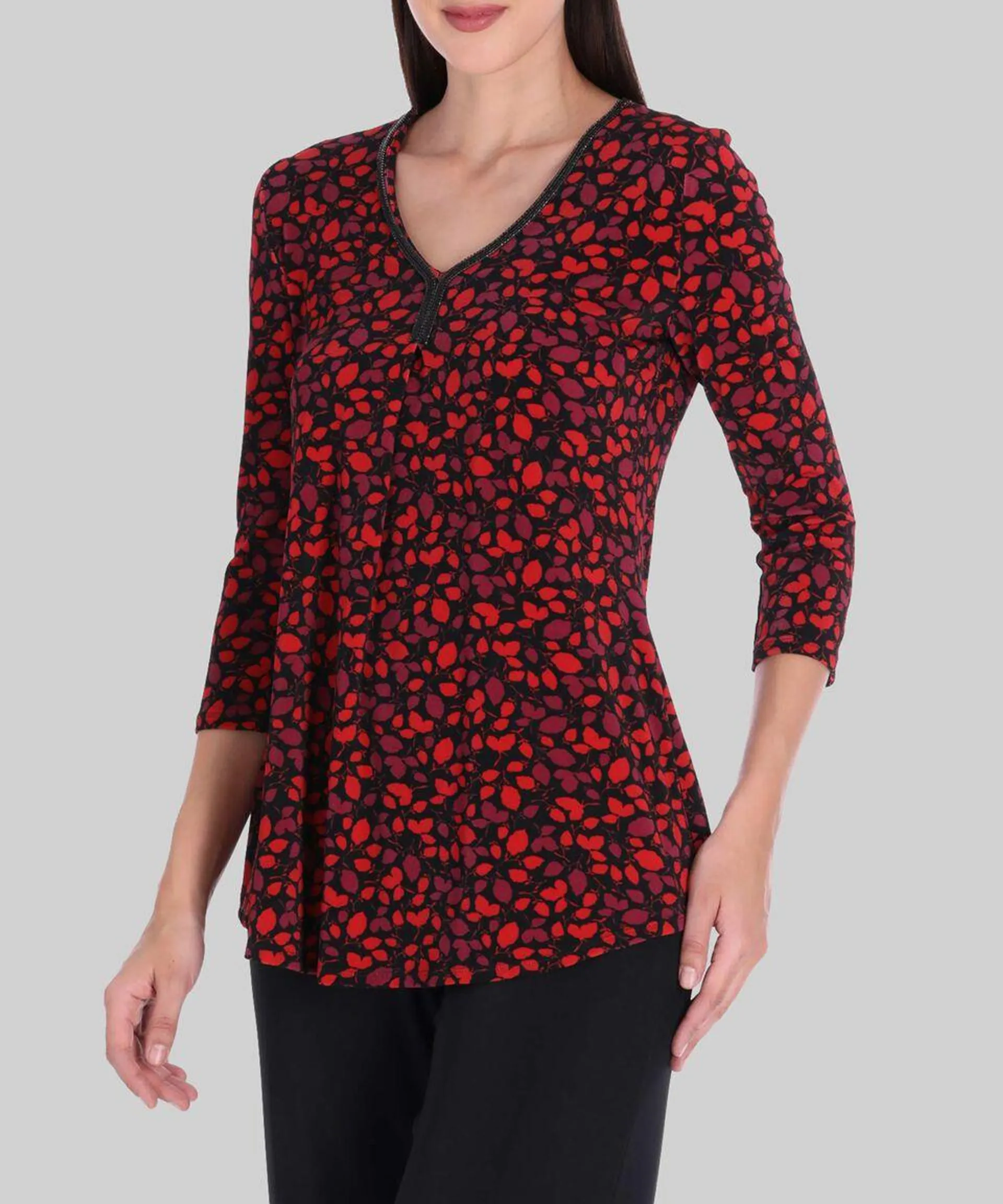 Blusa con estampado manga 3,4 Mujer