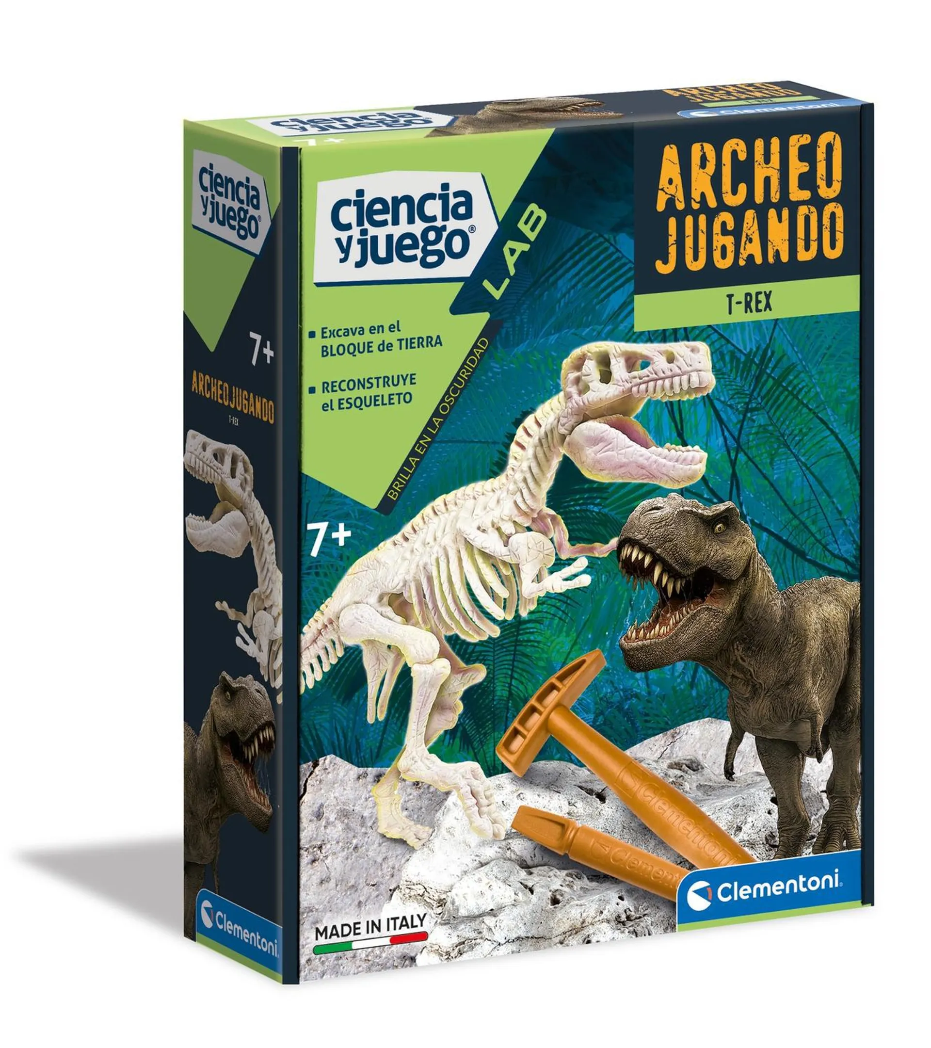 Juego De Excavación T-Rex Brilla En La Obscuridad Clementoni