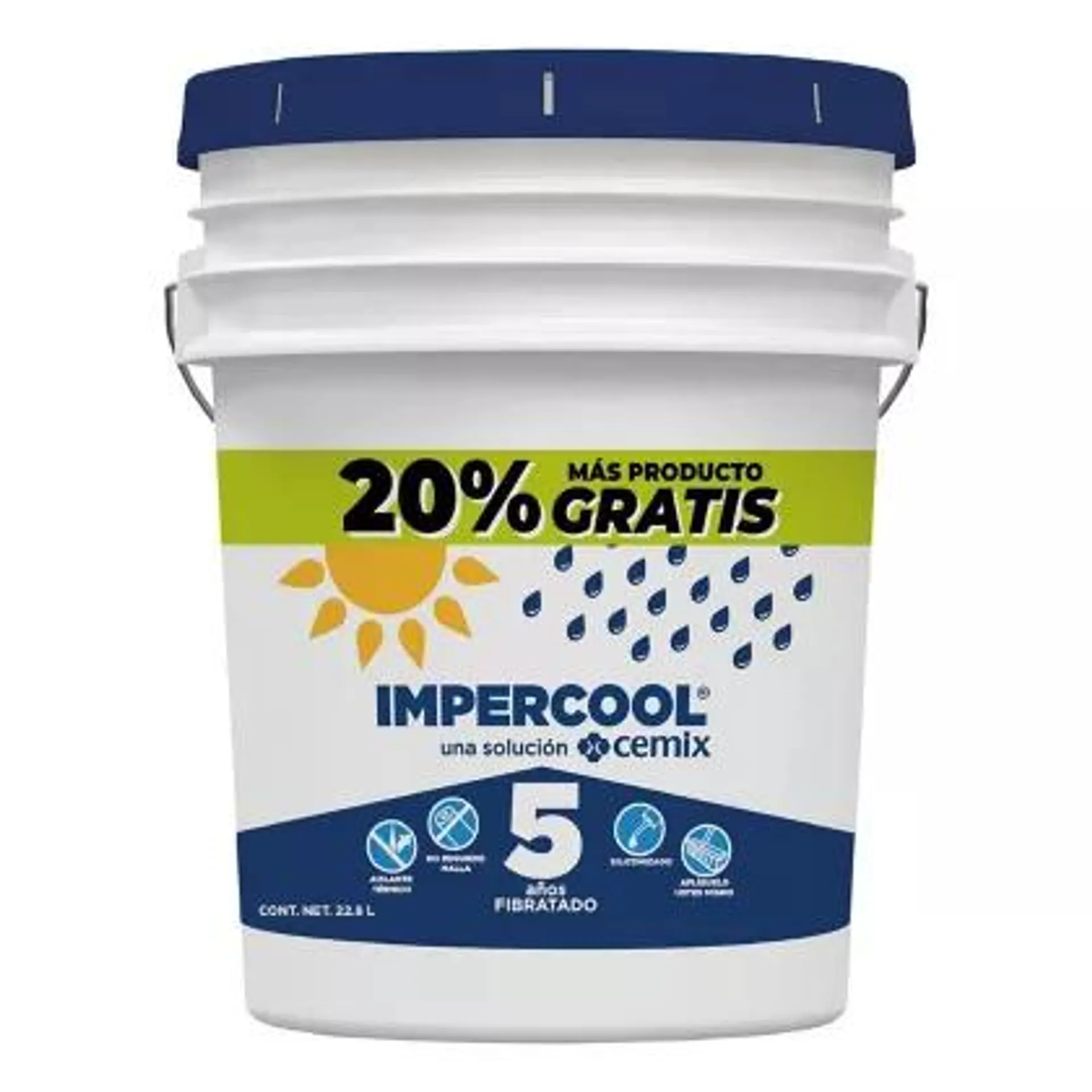 Impermeabilizante Impercool fibratado Terractota 5 años de 22.7L