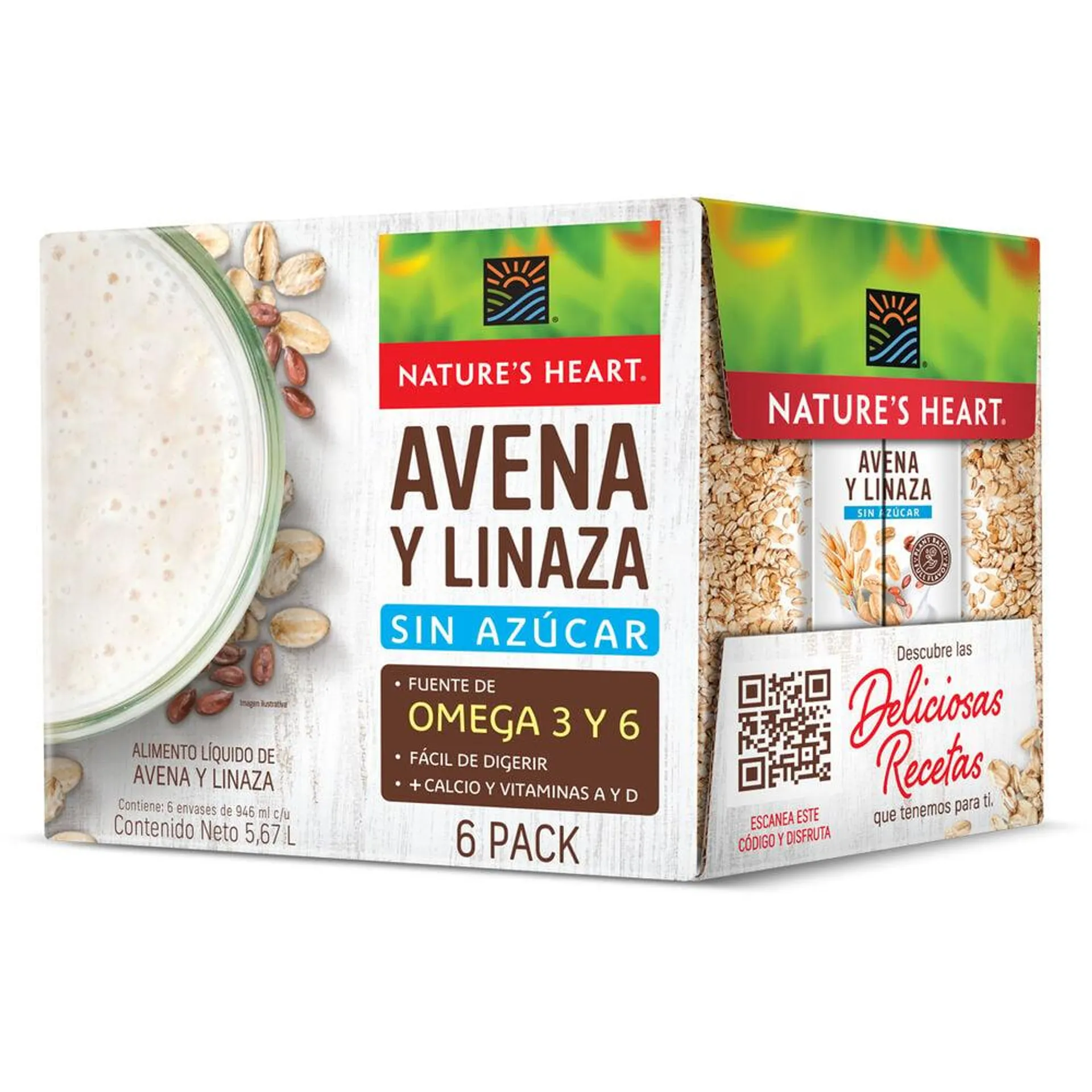 Bebida de Avena y Linaza Nature's Heart 6/946 ml