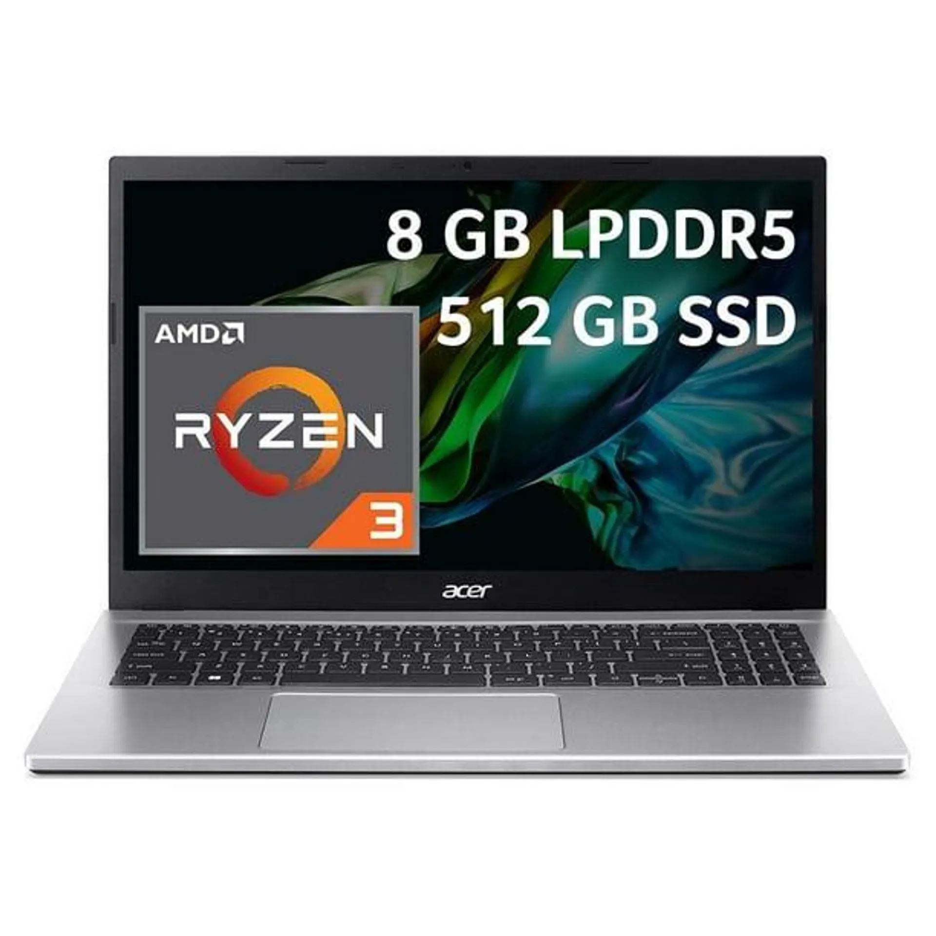 Laptop Acer Aspire 3 Intel Ryzen 3 8GB RAM 512GB SSD Plata