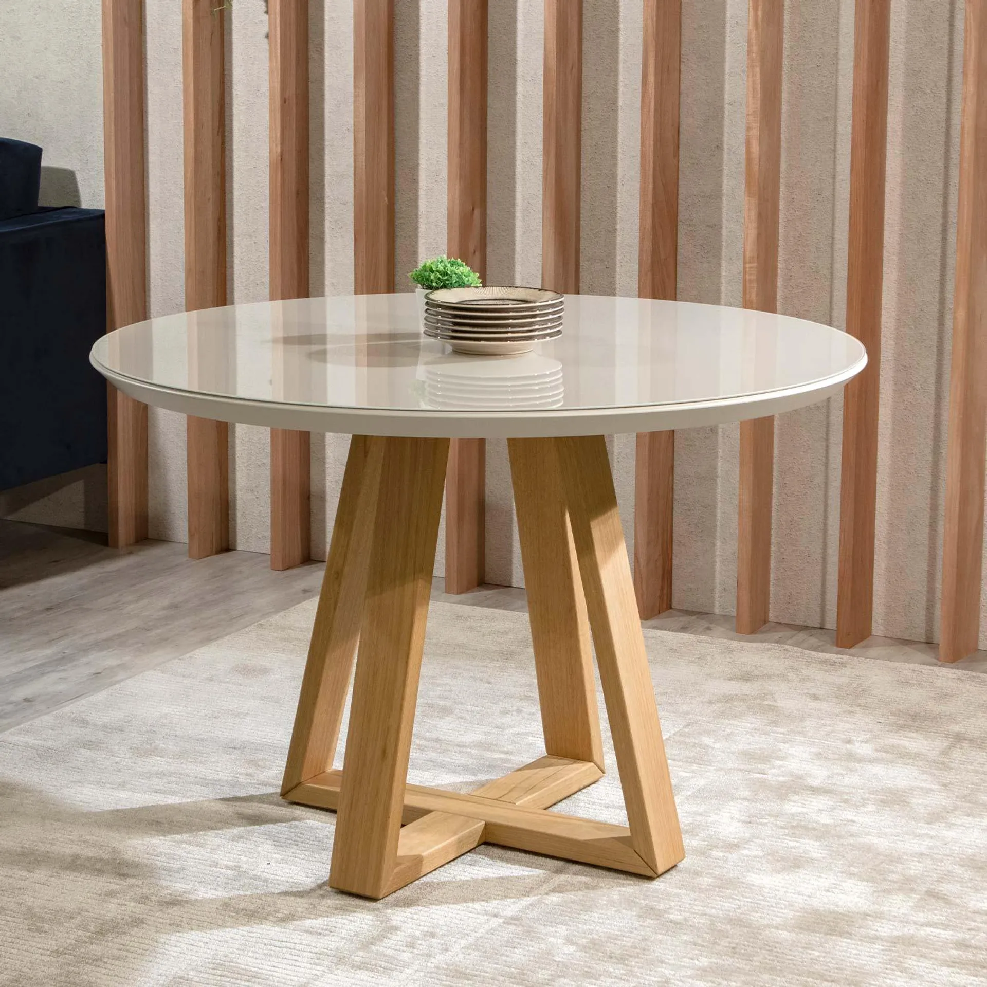 Mesa de comedor Bennett con vidrio 115 cm