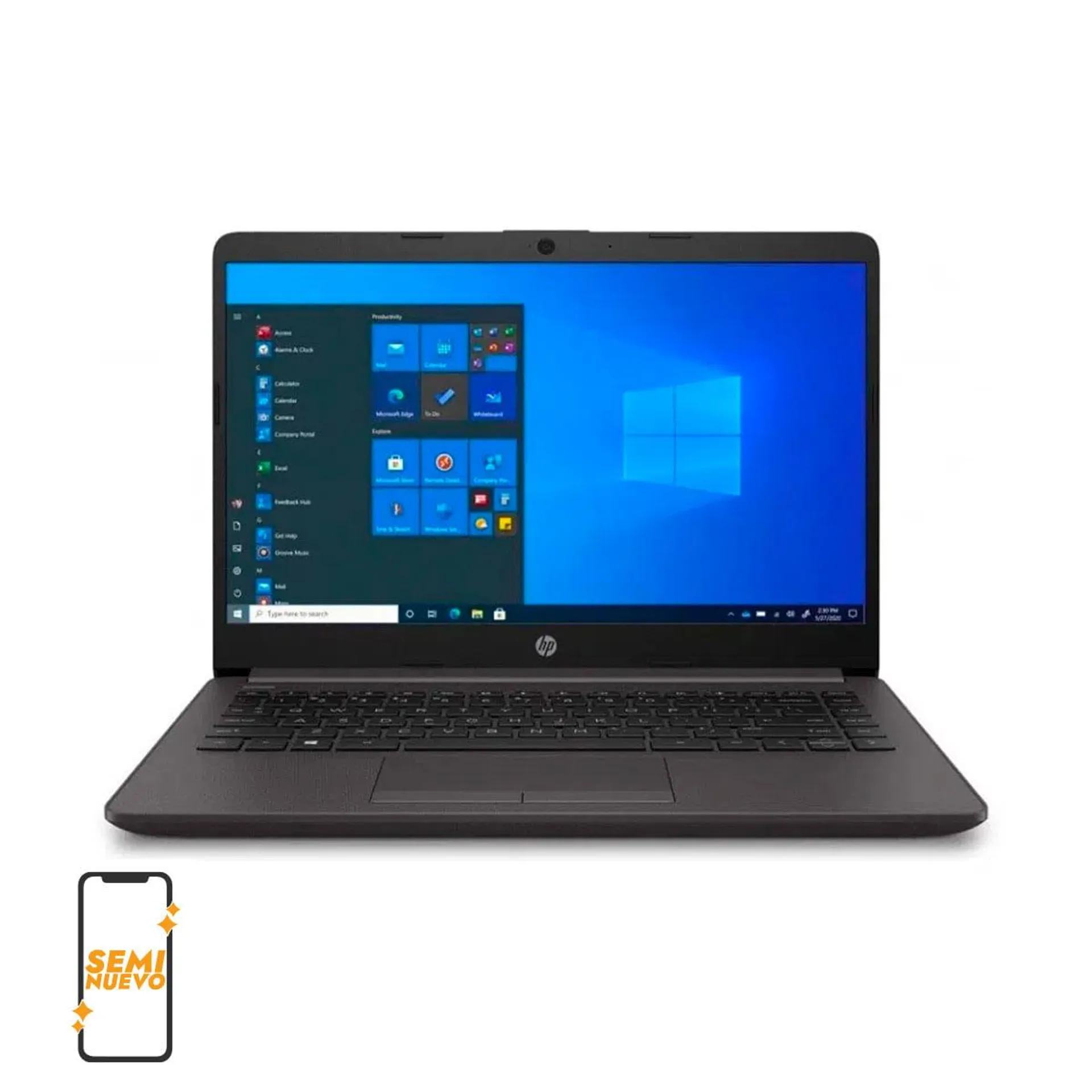 HP 14" 14-DQ0001DX Intel Celeron N4020 64GB eMMC 4GB Windows 10 en modo S Seminueva Negro