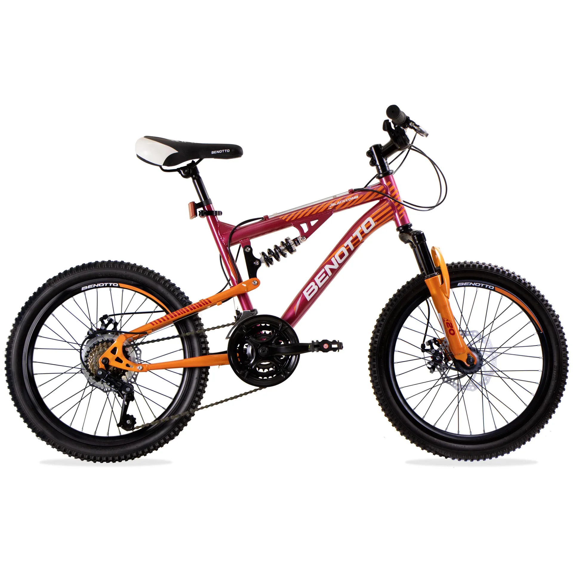 Bicicleta BENOTTO Montaña BLACKCOMB R20 21V. Hombre DS Frenos Doble Disco Mecanico Acero Rojo/Naranja Talla:UN