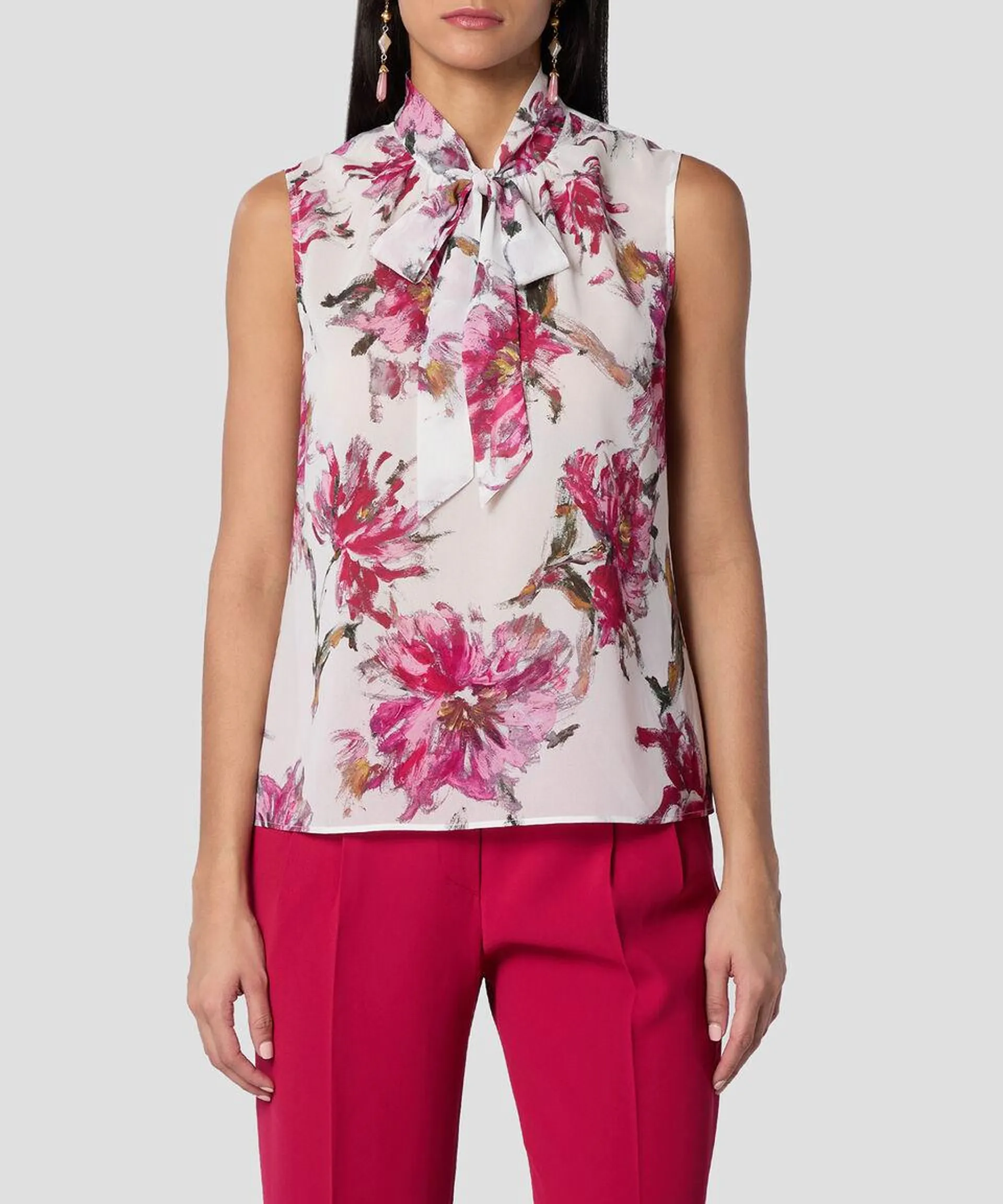 Blusa floral sin mangas Mujer