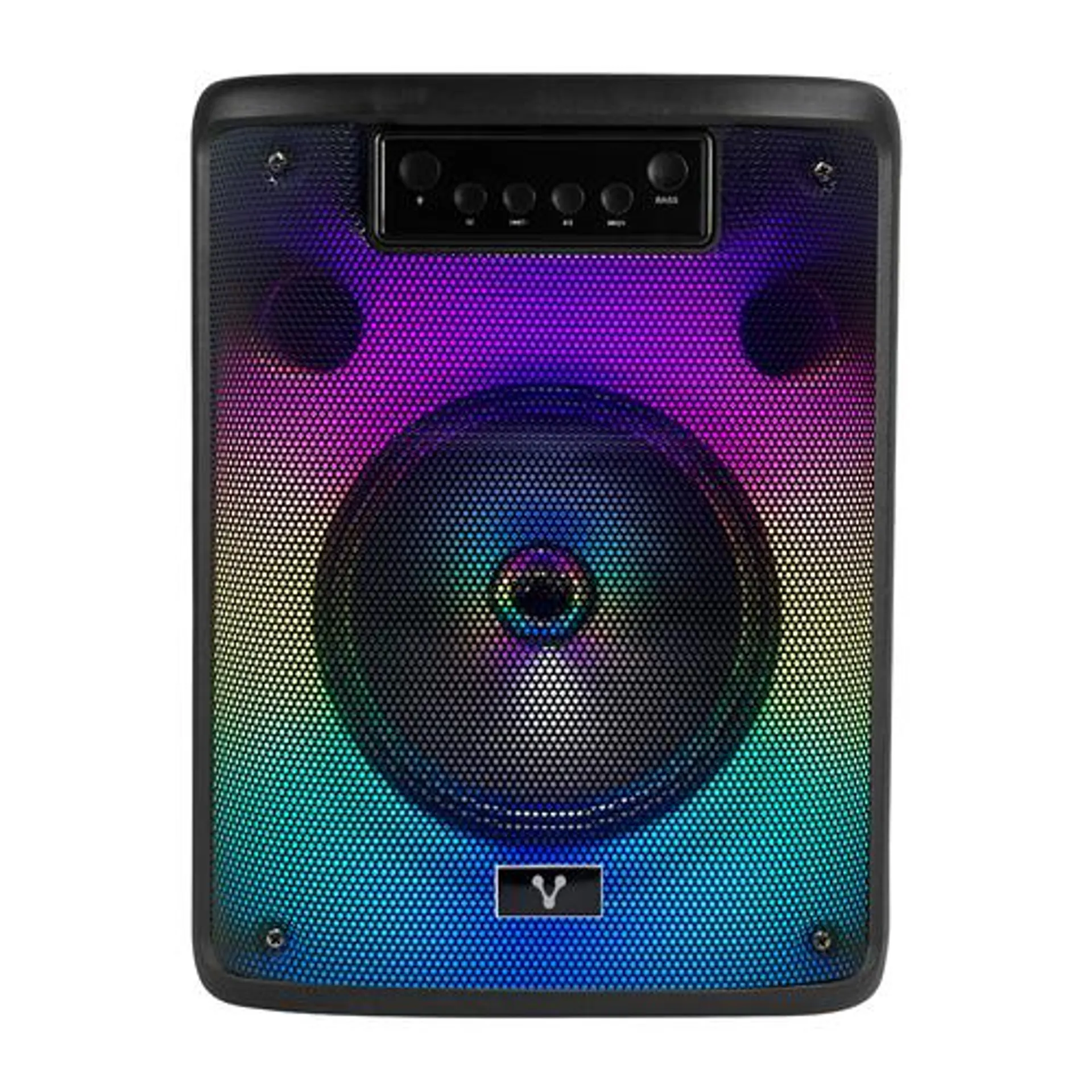 Vorago Ksp-303 Bocina Karaoke 8 Pulgadas Rgb Hasta 4 Hrs De Musica Tws 3.5 Mm Micro Sd Usb