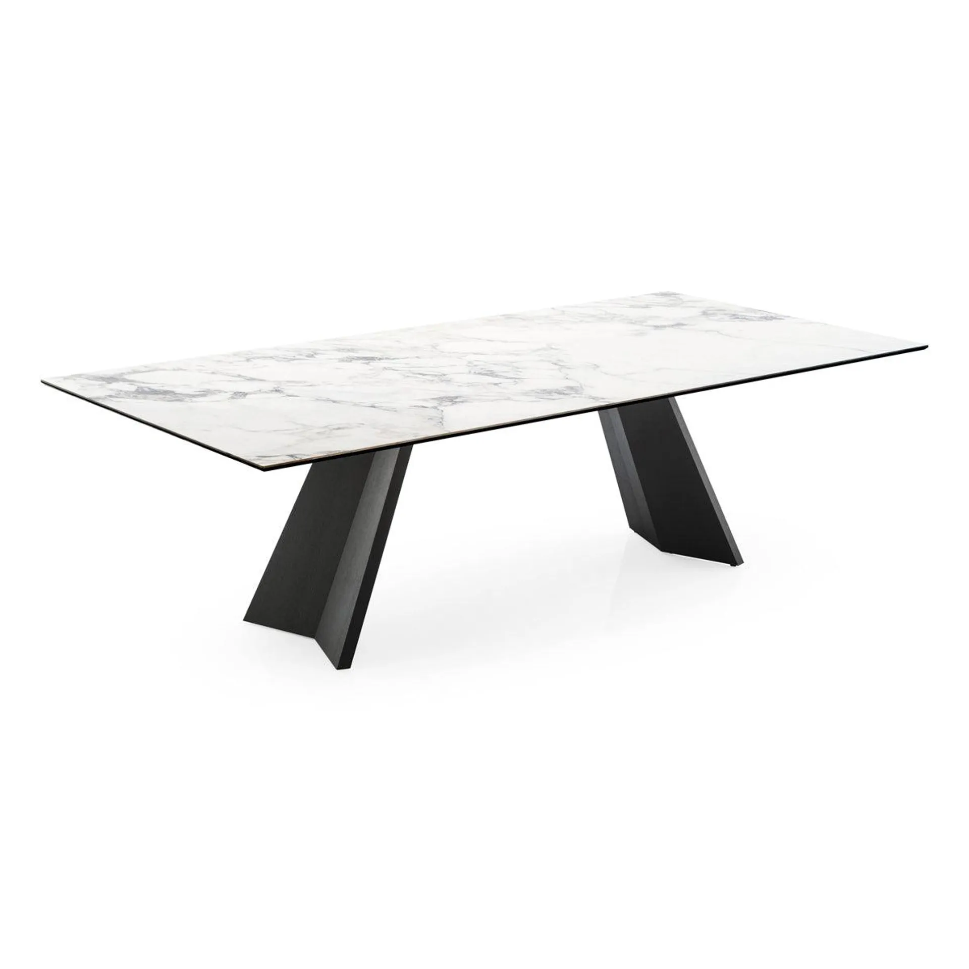 mesa icaro extensible marmol blanco y base negra 160 cm