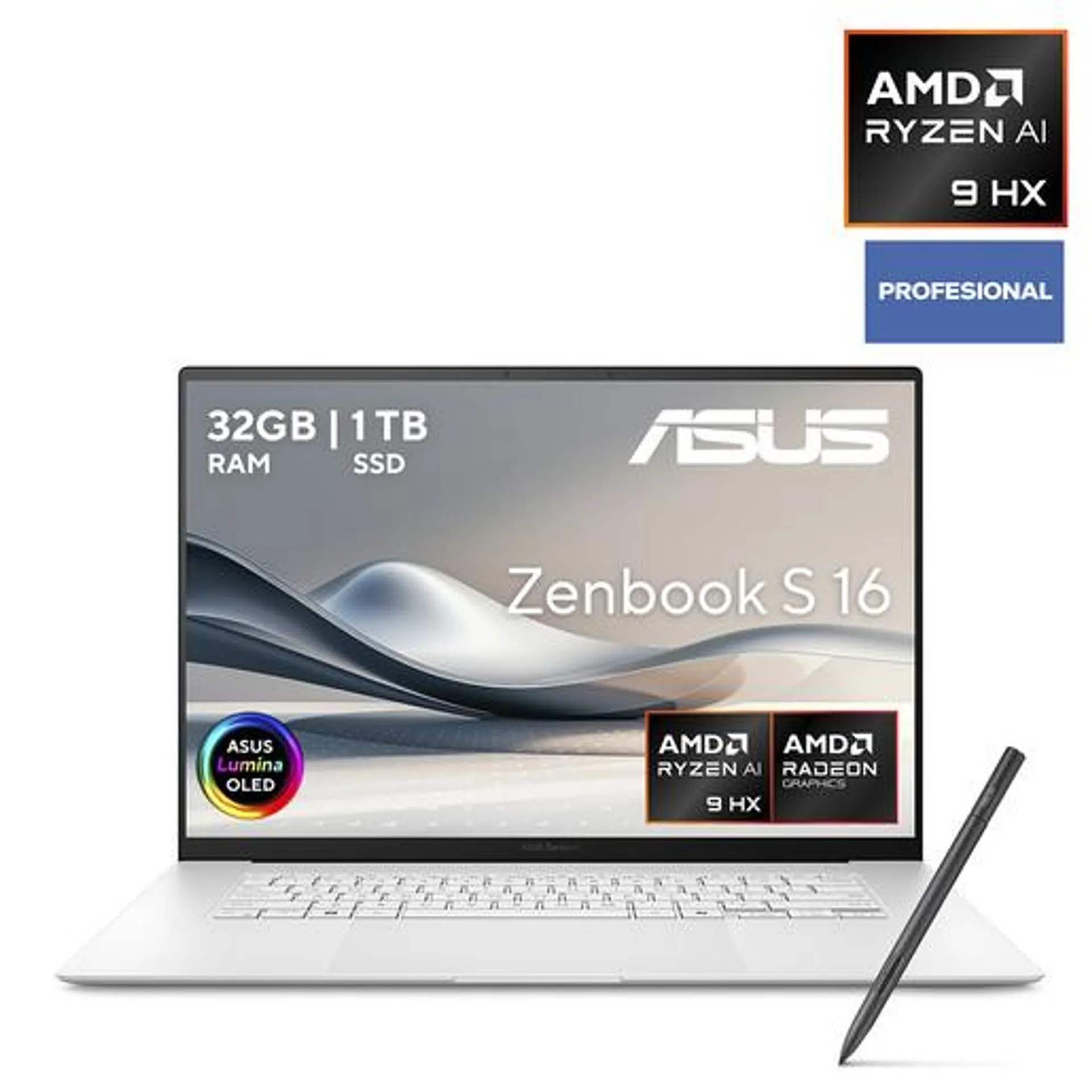 Laptop Asus Zenbook S 16 OLED Touch 3k 16 pulg. 1tb SSD 32gb RAM más Pen Stylus Gris