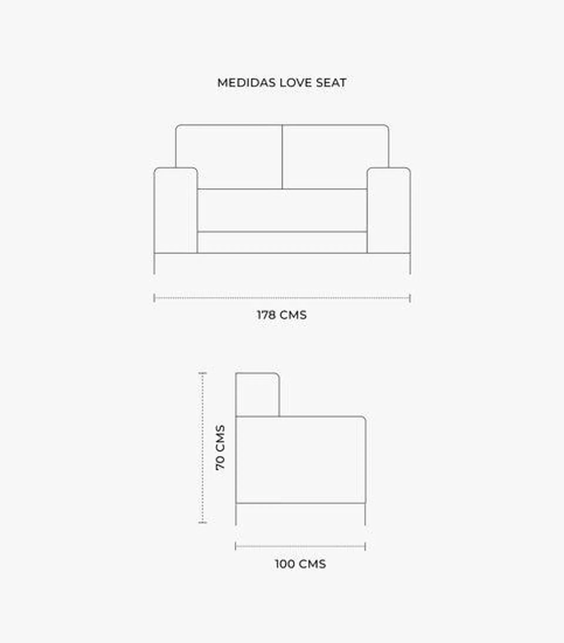 Love Seat Linen de Tela Color Gris de Boal