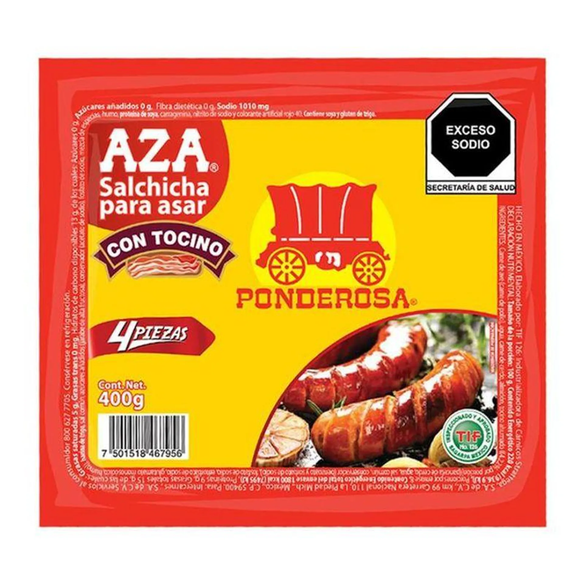 Salchicha Para Asar con Tociino Ponderosa 400 Gr