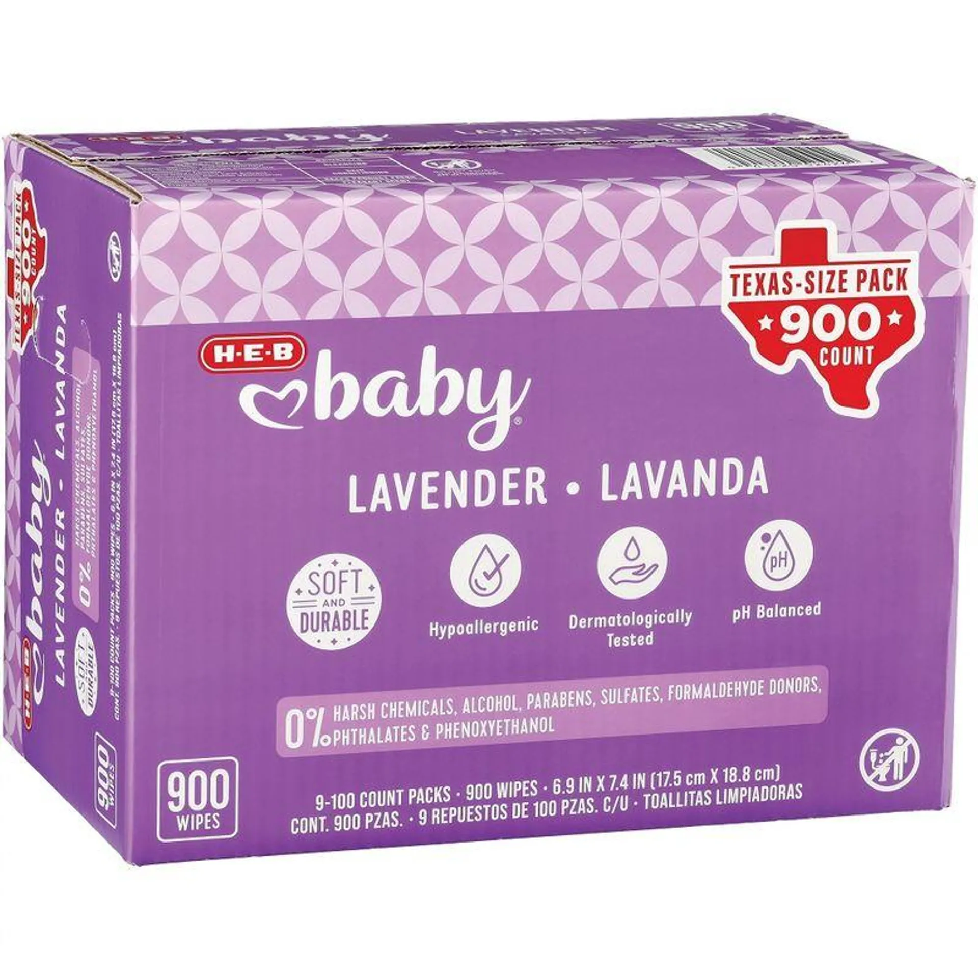 Heb Baby Toallitas Humedas para Bebe Aroma Lavanda 900 Toallitas