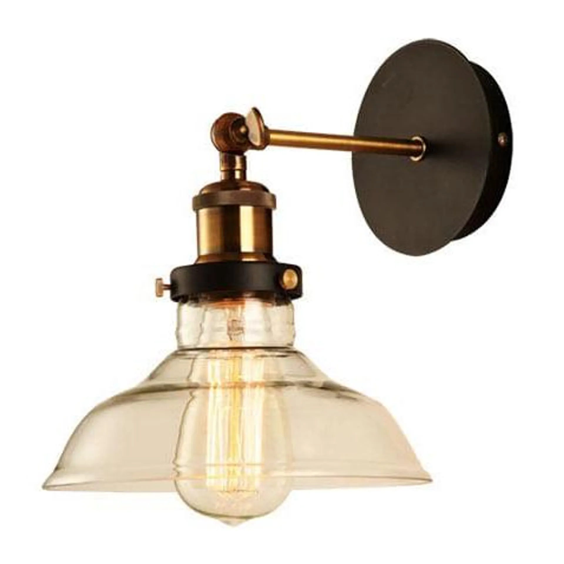 Lámpara de pared en color negro mate y base de cobre