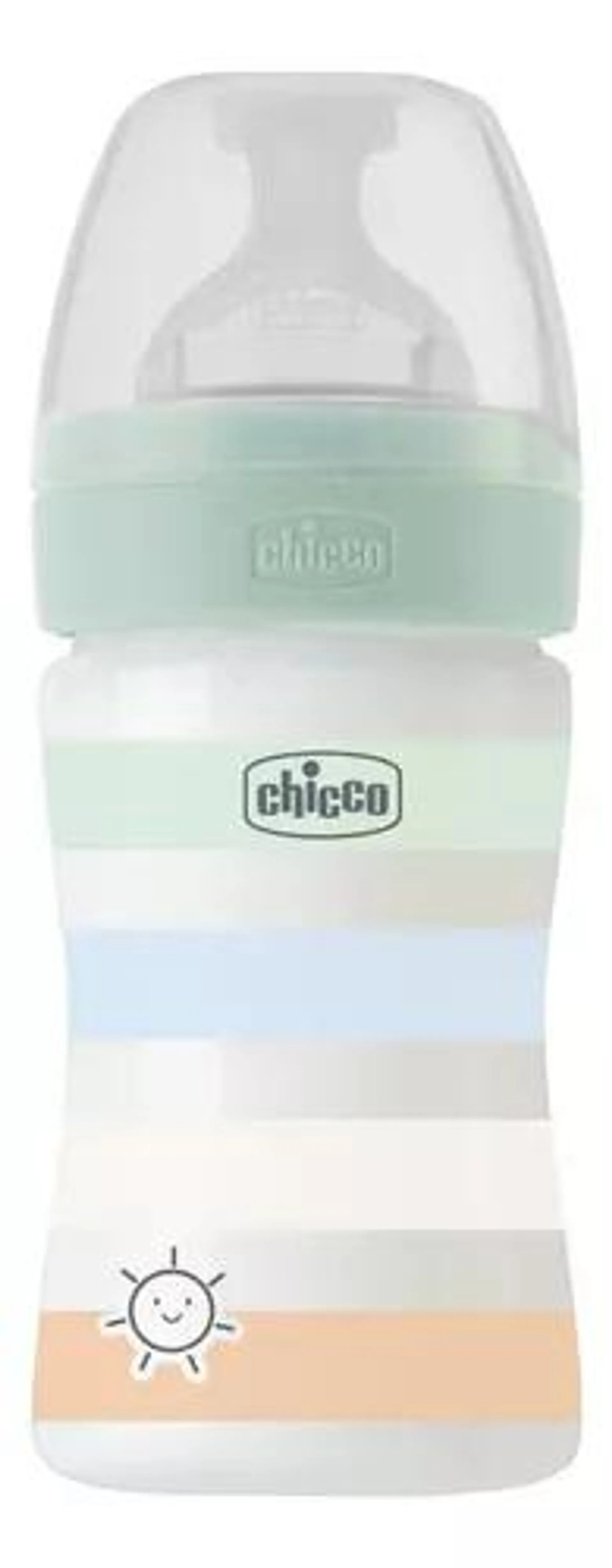 Chicco Biberón Anticólico Well Being 150 Ml Verde Rayas