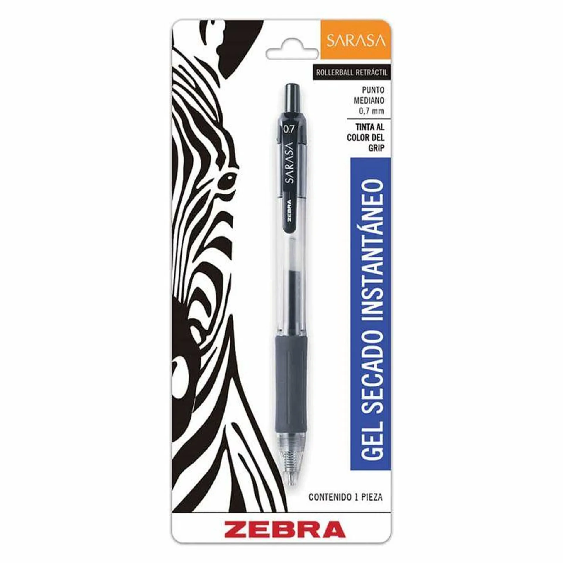 Bolígrafo de Gel Retráctil Negro Blíster Sarasa Zebra