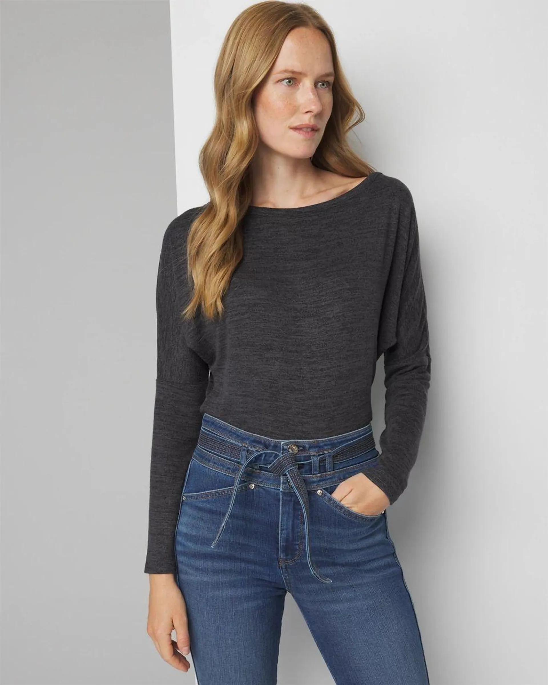 Long Sleeve Knit Top with Cutout Back