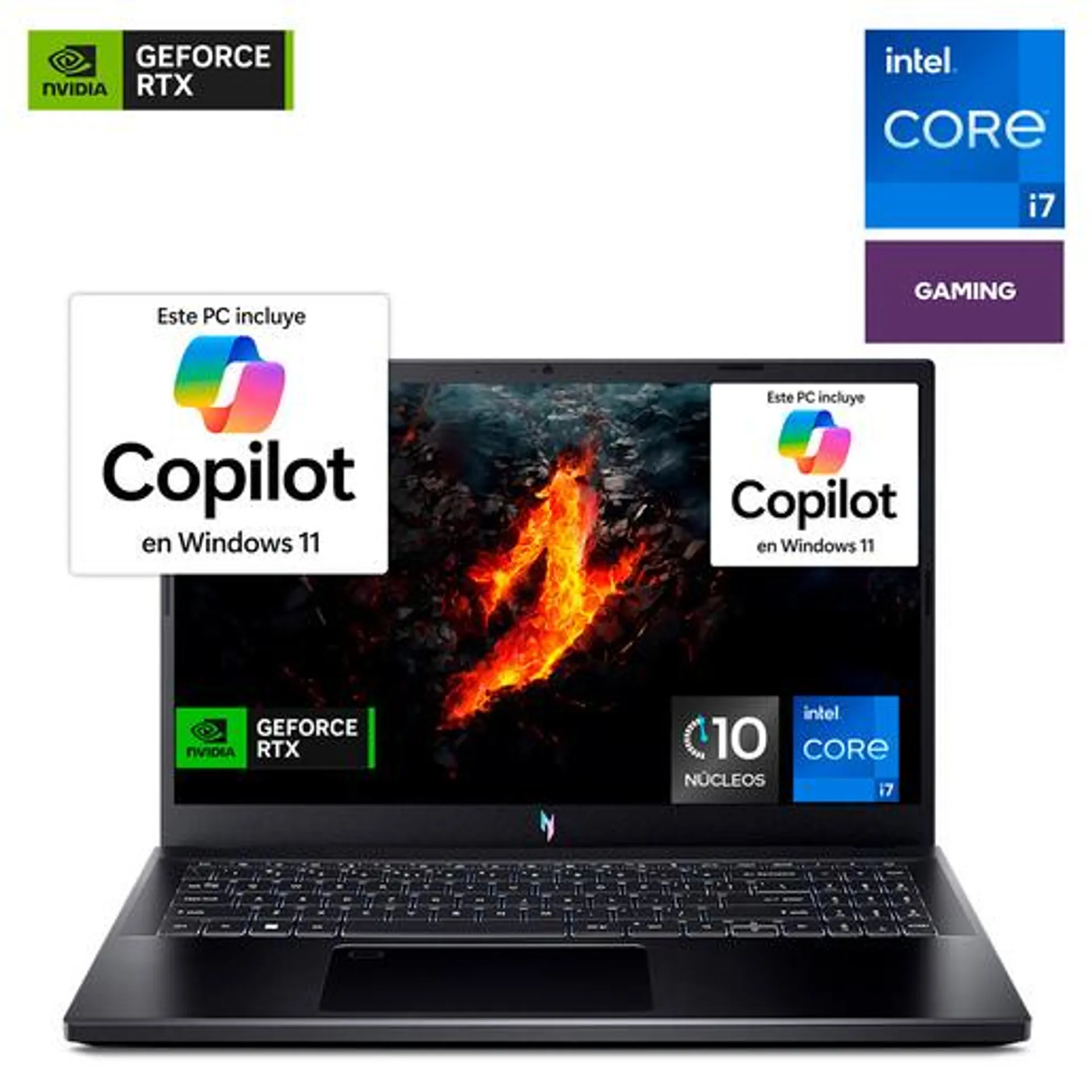 Laptop Gamer Acer Nitro V15 NVIDIA GeForce RTX 3050 Intel Core i7 15.6 pulg. 512GB SSD 16GB RAM Negro