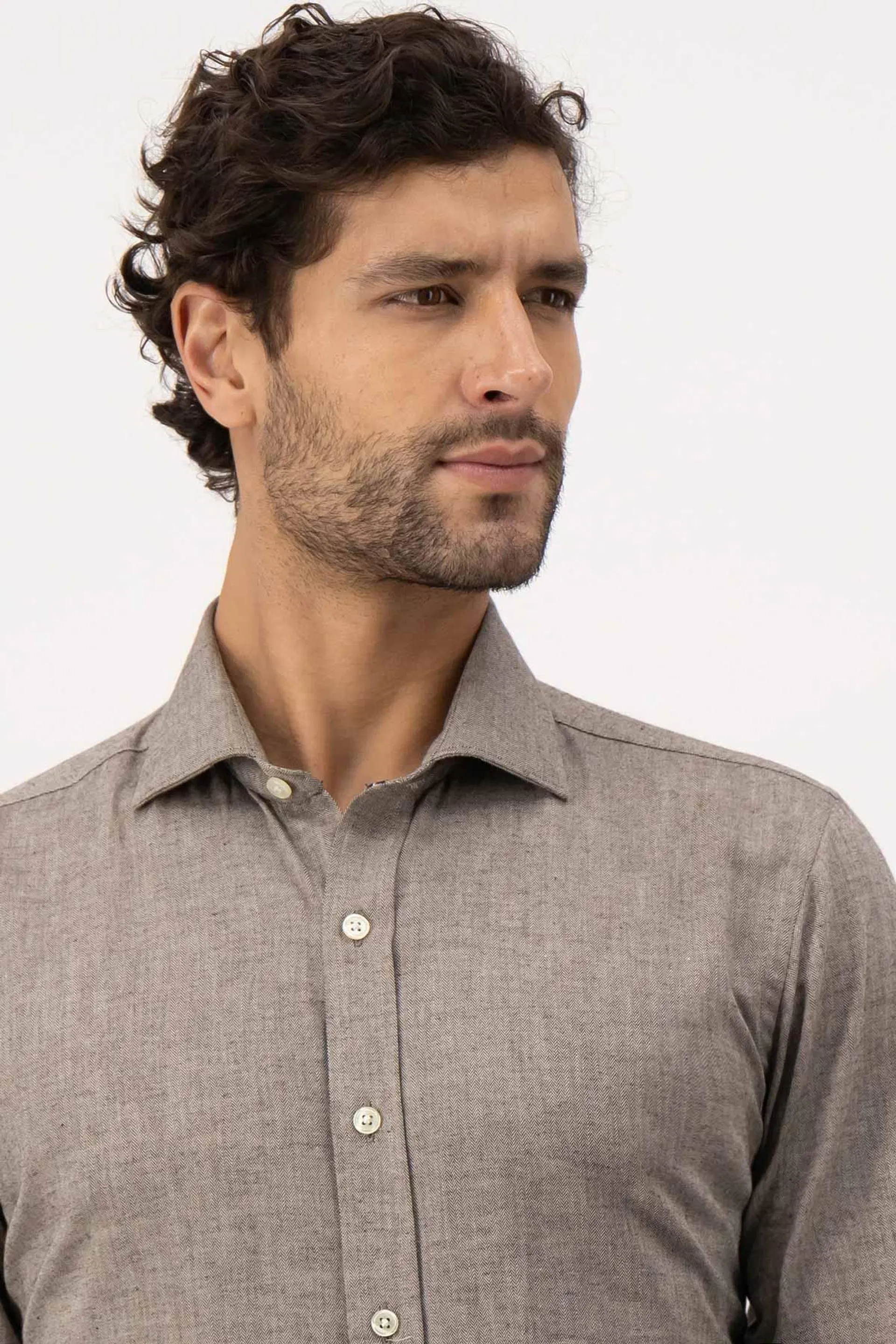 Camisa Casual Calderoni Color Café Regular Fit