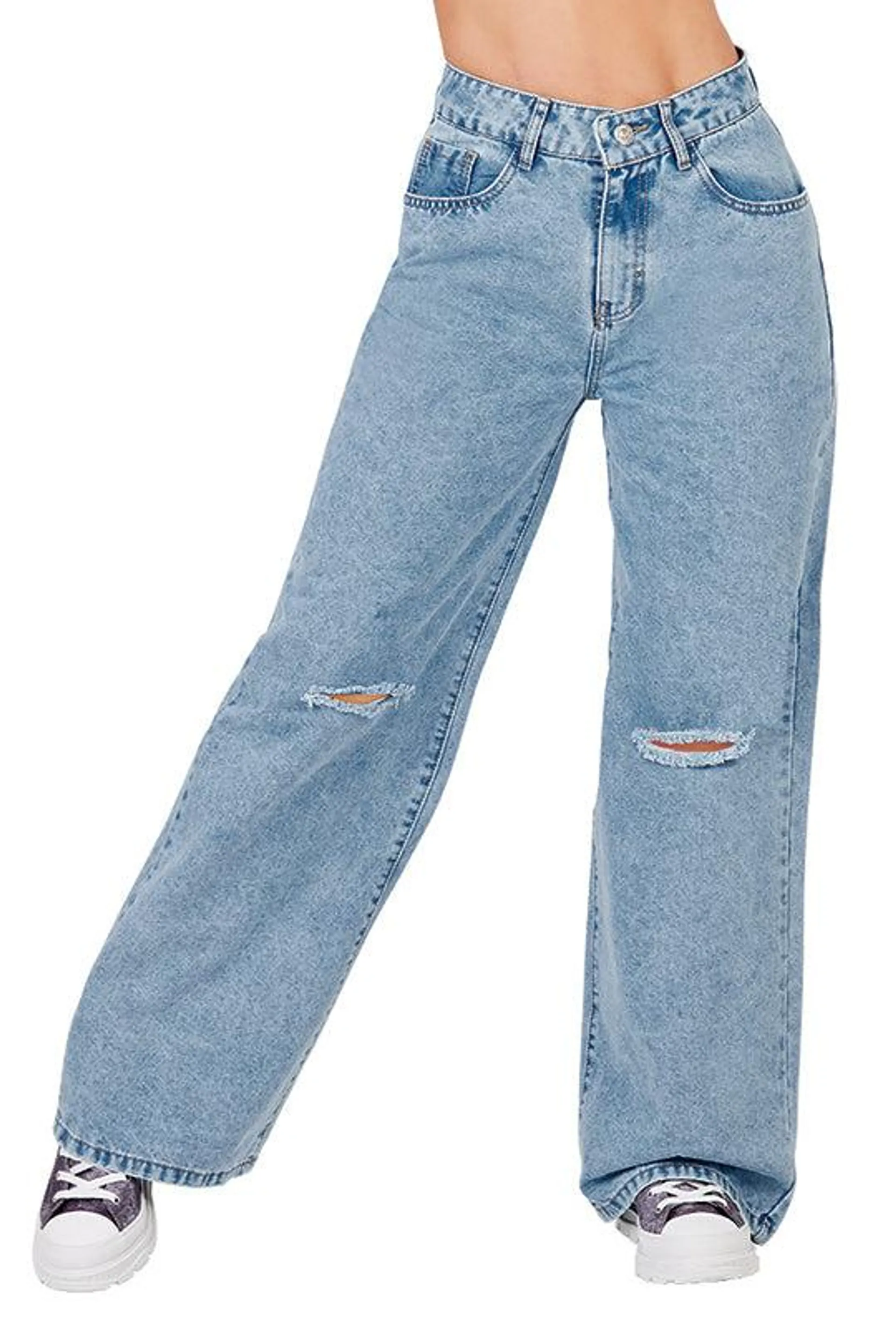 JEANS AZUL WIDE DESTRUCCIÓN 51076