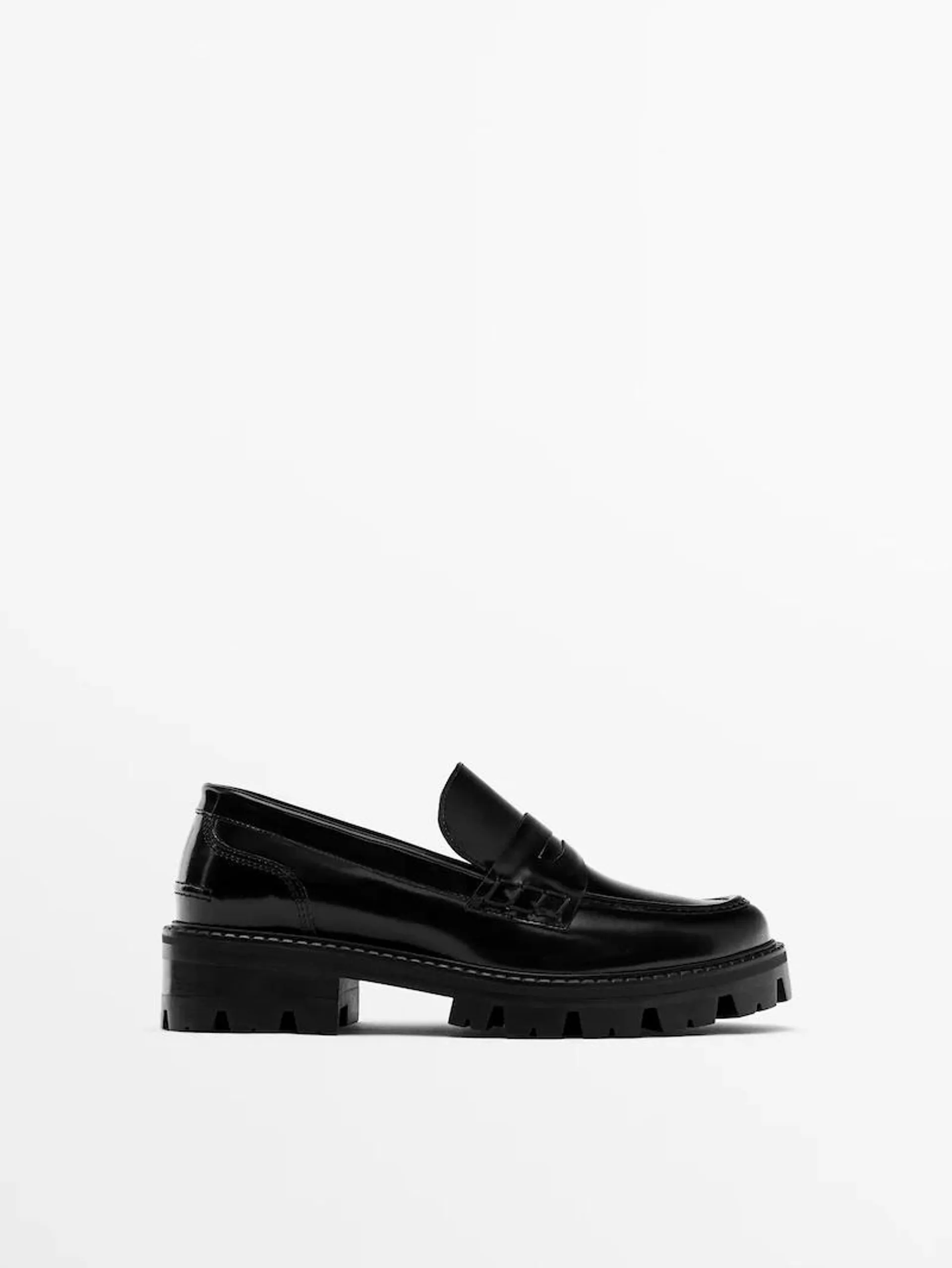 Leren loafer met trackzool