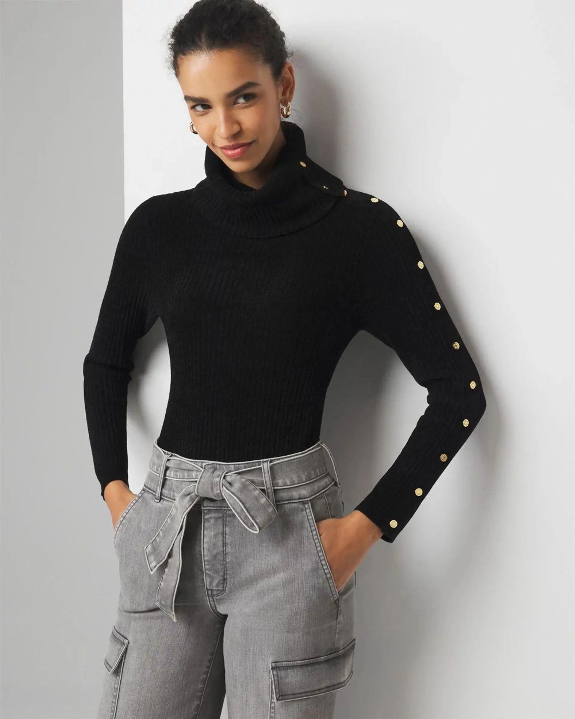 Chenille Button Sleeve Pullover