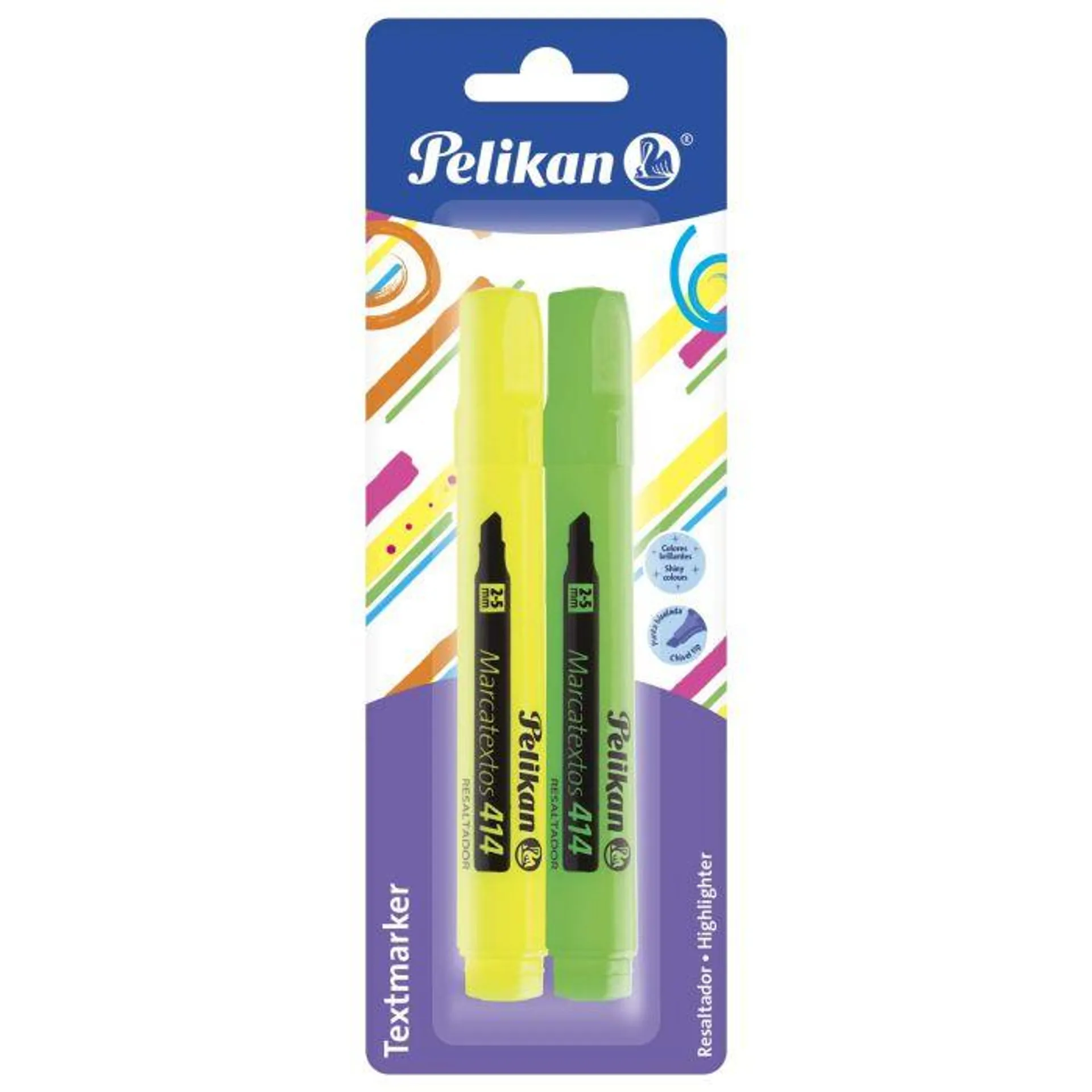 Marcatextos Pelikan 414 Bl/2 Amarillo-Verde, Punta Cincel