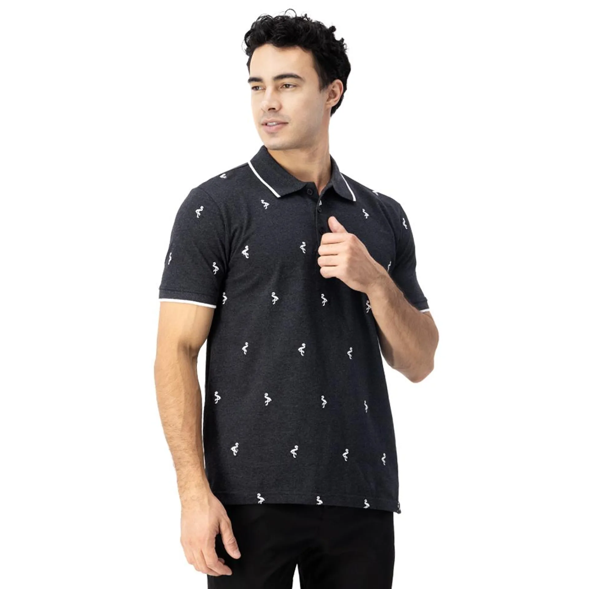 Playera Tipo Polo Hummo Hombre Bordado Flamenco