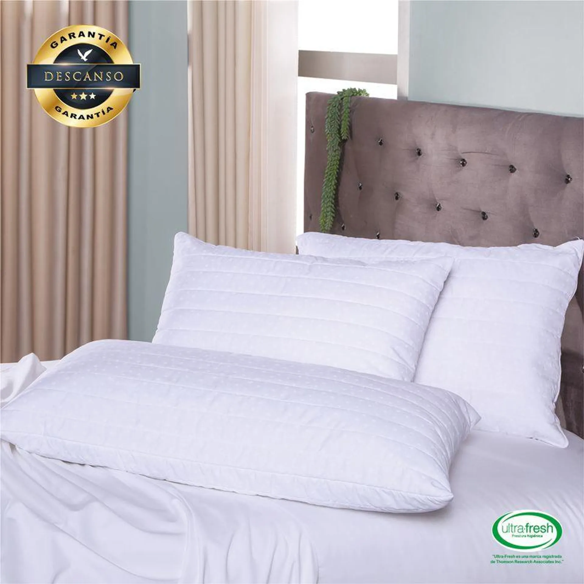 Almohada Fina Capitonada King Size Con Ultrafresh