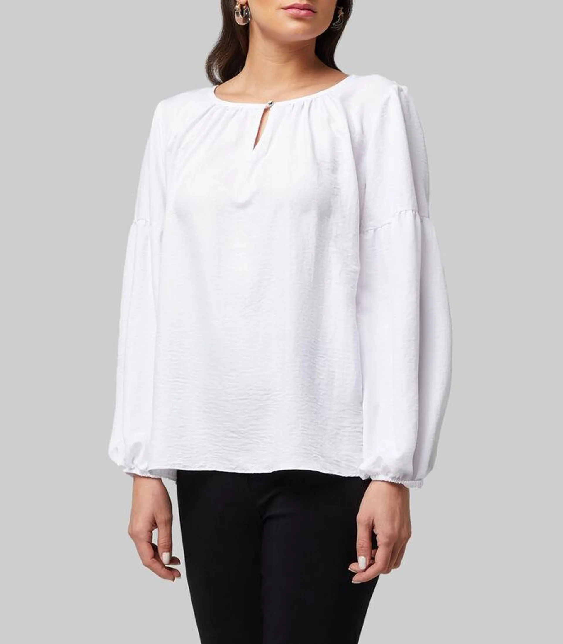 Blusa lisa manga larga Mujer