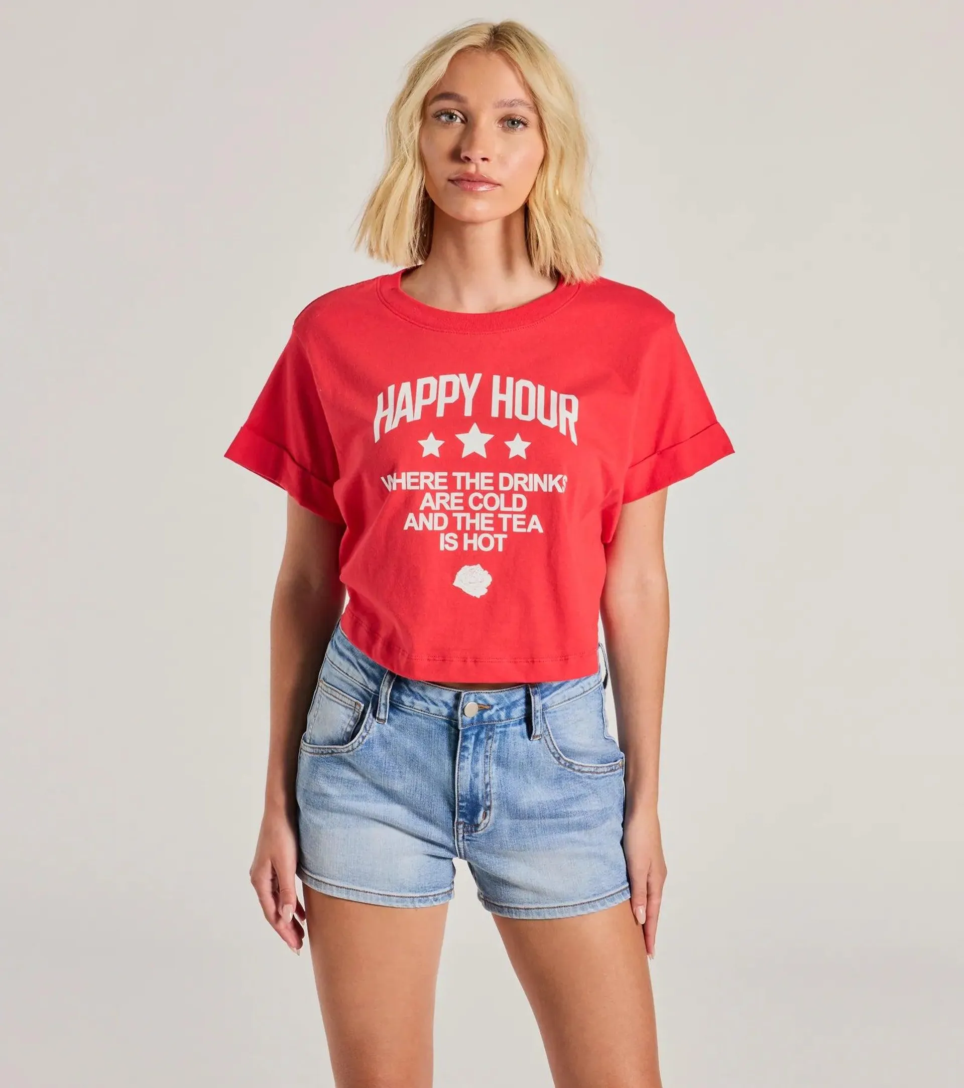 Happy Hour Crop Graphic Tee