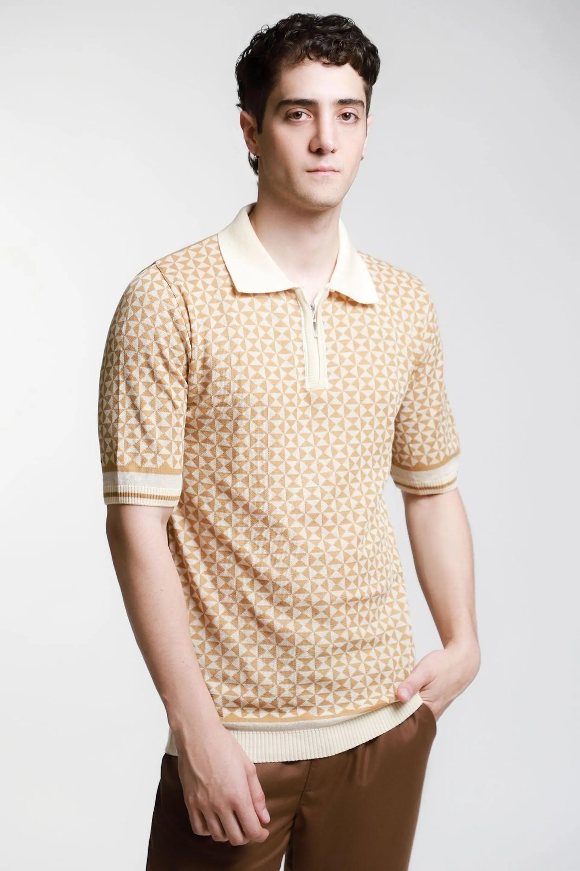 Camisa Polo Color Beige