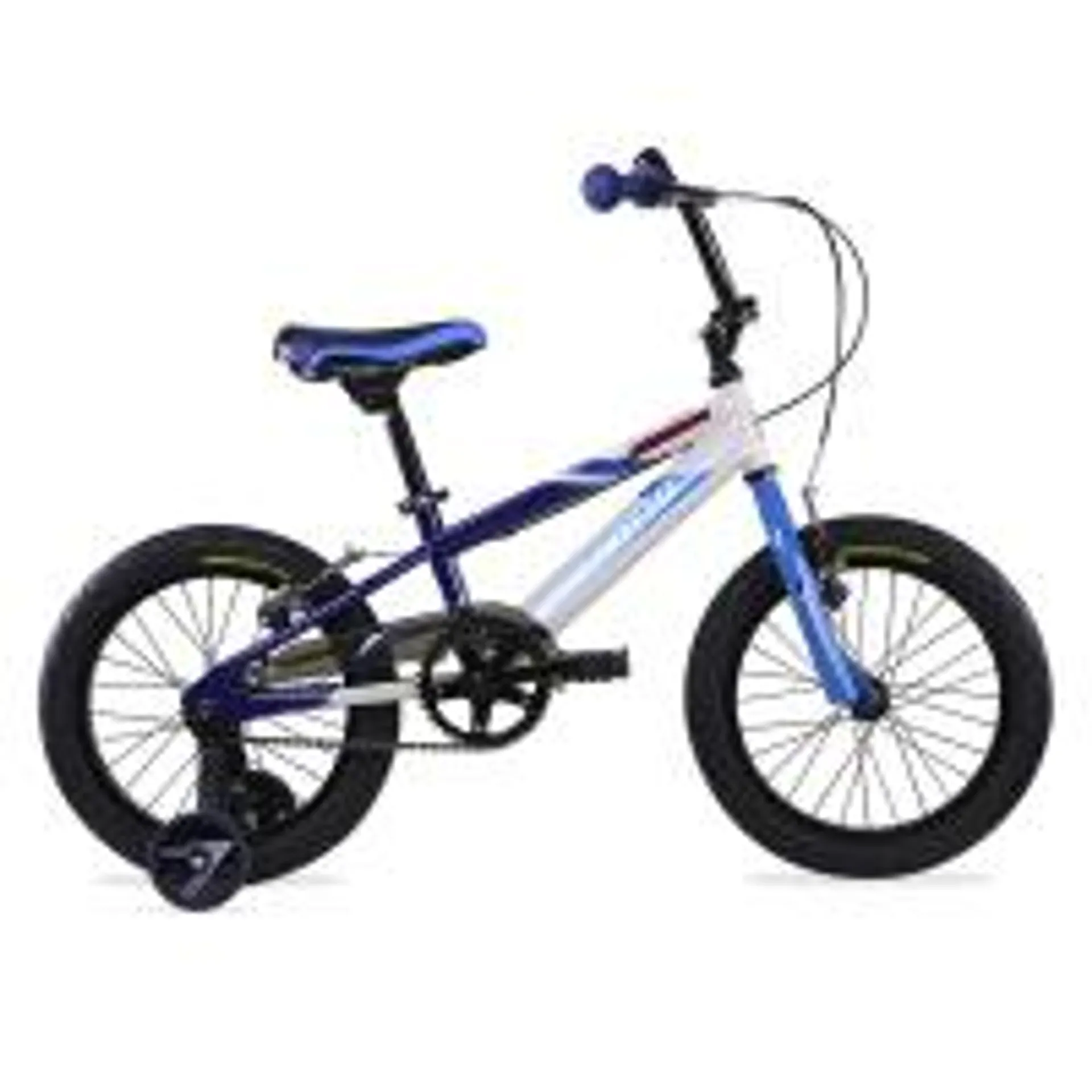 Bicicleta BENOTTO BMX AGRESSOR R16 1V. Niño Frenos ”V” Ruedas Laterales Acero Azul Marino/Blanco/Azul Talla:UN