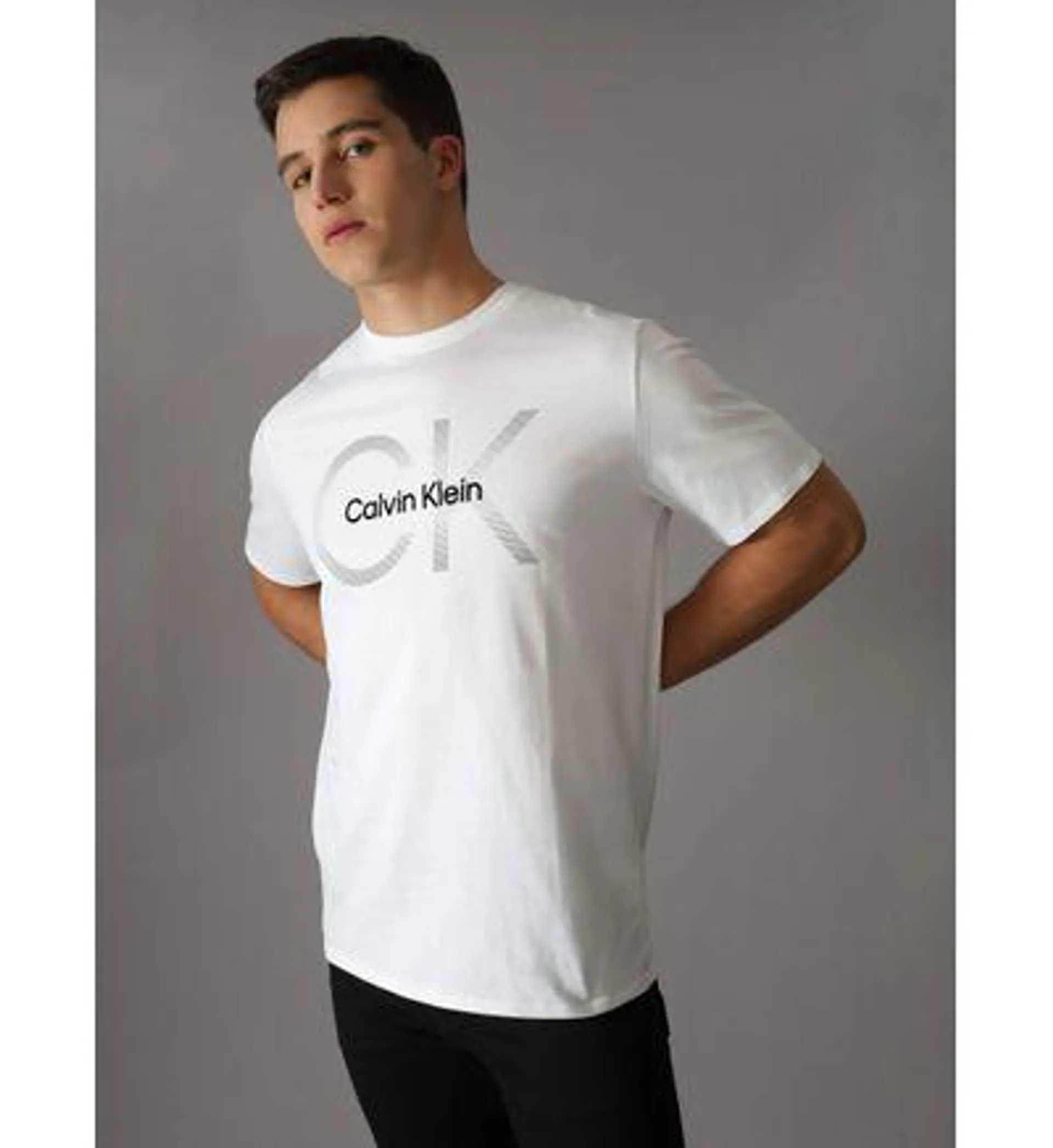 Playera Calvin Klein con Monograma Hombre Blanco