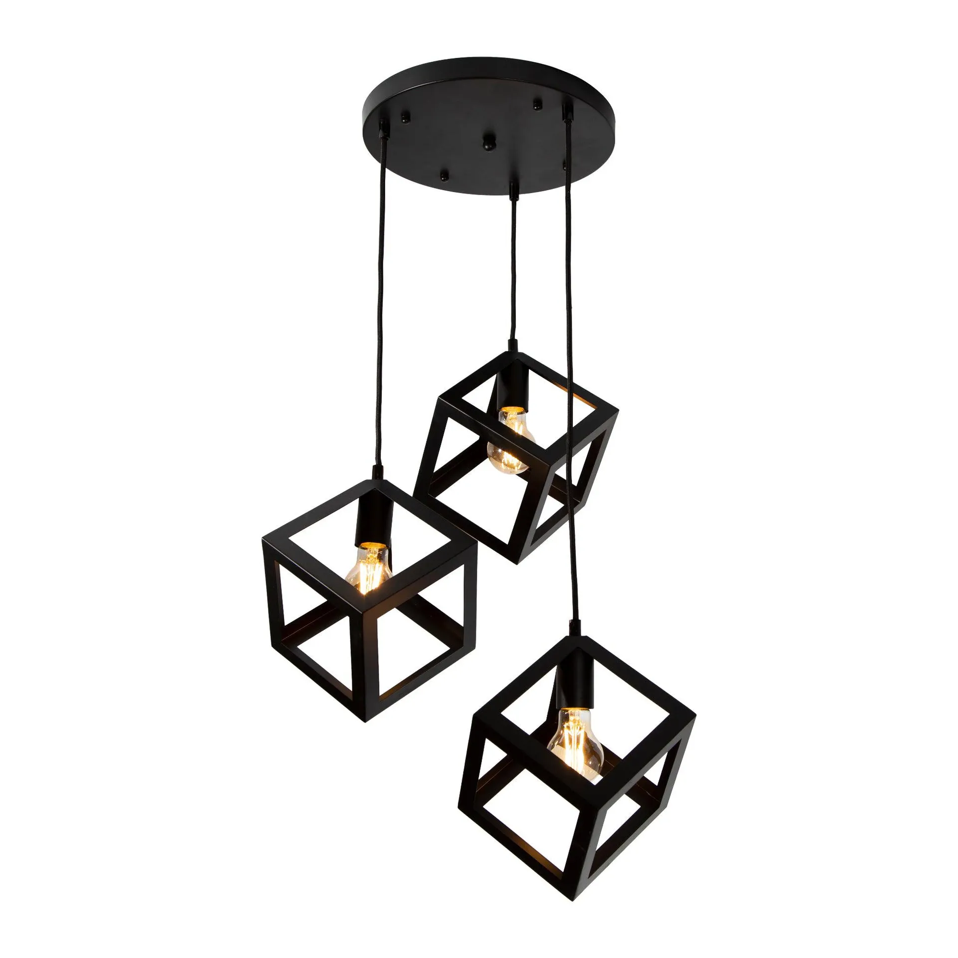 Lámpara Colgante Moderno Negro 40w E27 3 Luces