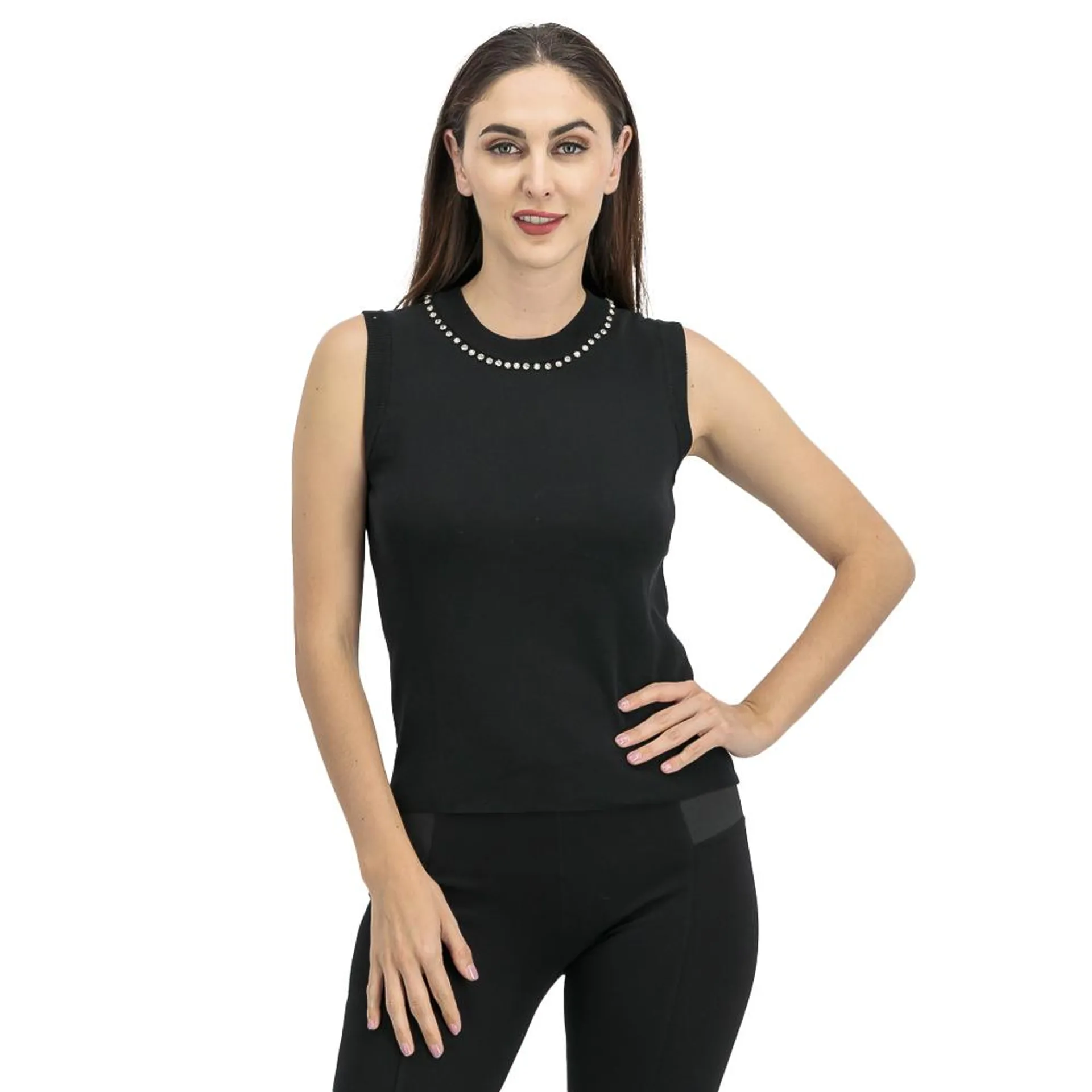 Blusa Mujer Con Aplicación En Cuello