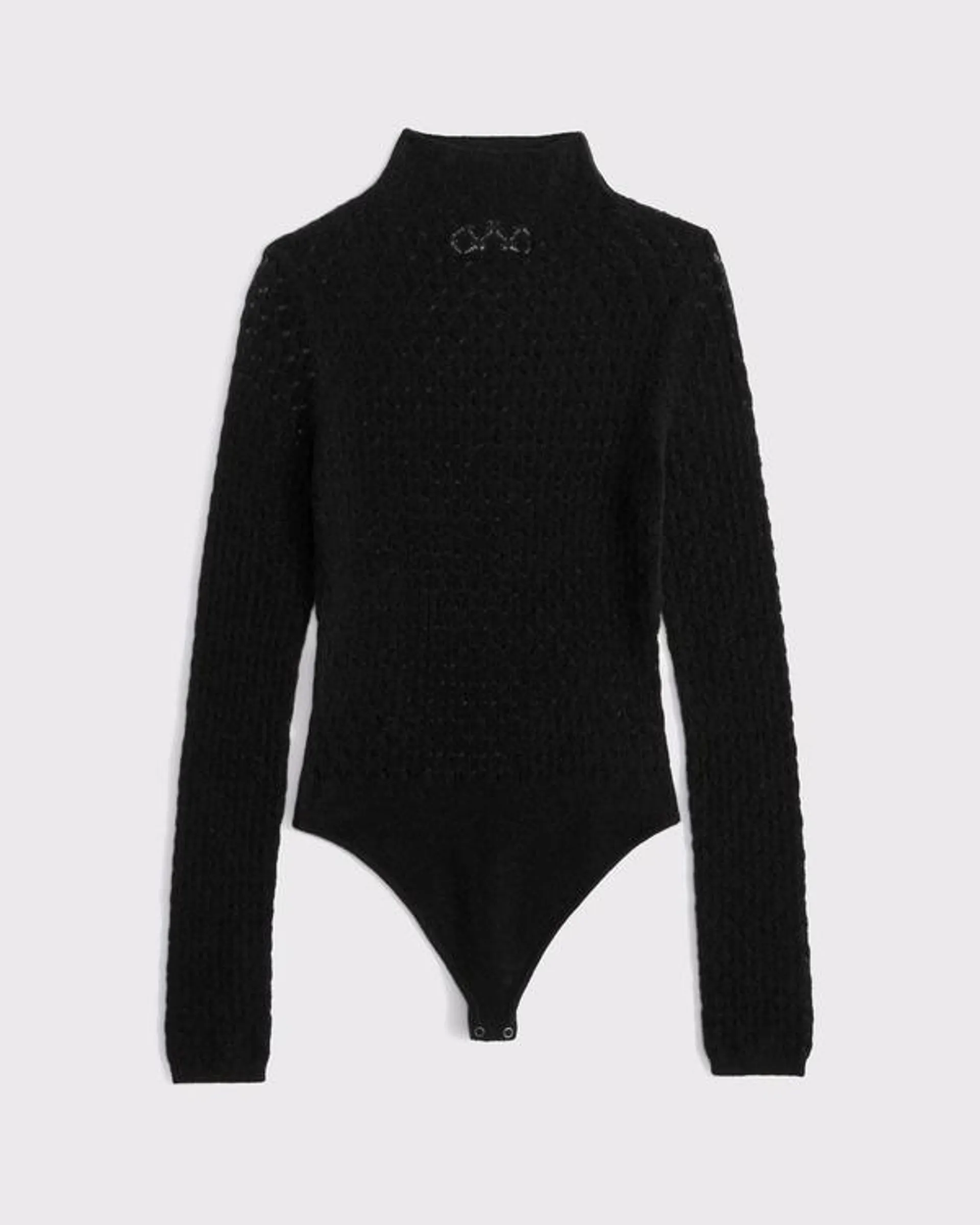 Merino Wool-Blend Pointelle Turtleneck Bodysuit