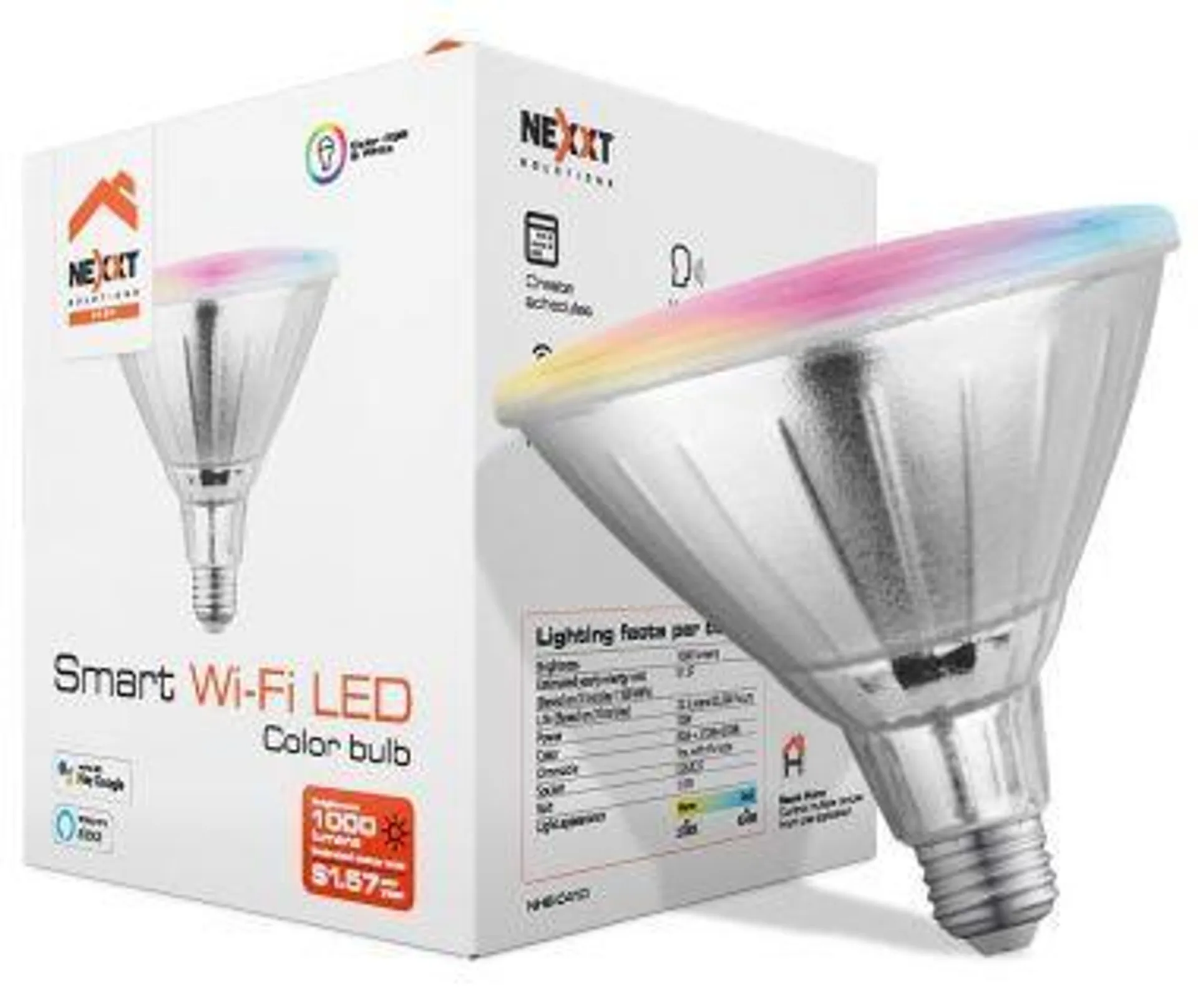 Foco Inteligente Nexxt NHB-C410 - 1000 Lúmenes - Wi-Fi - PAR38 - RGB