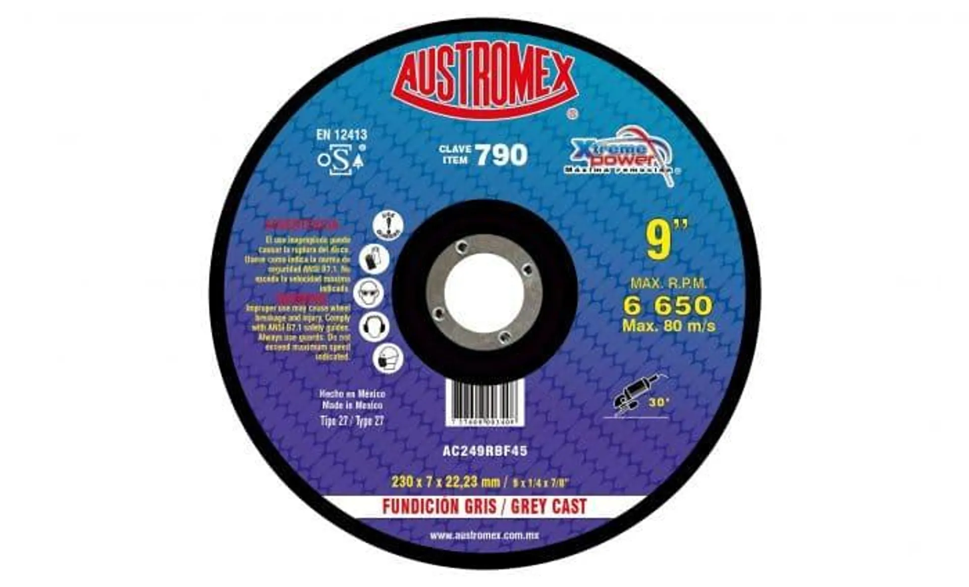 Disco Para Desbaste T27 De 9″ X 1/4″ X 7/8″ Austromex 790