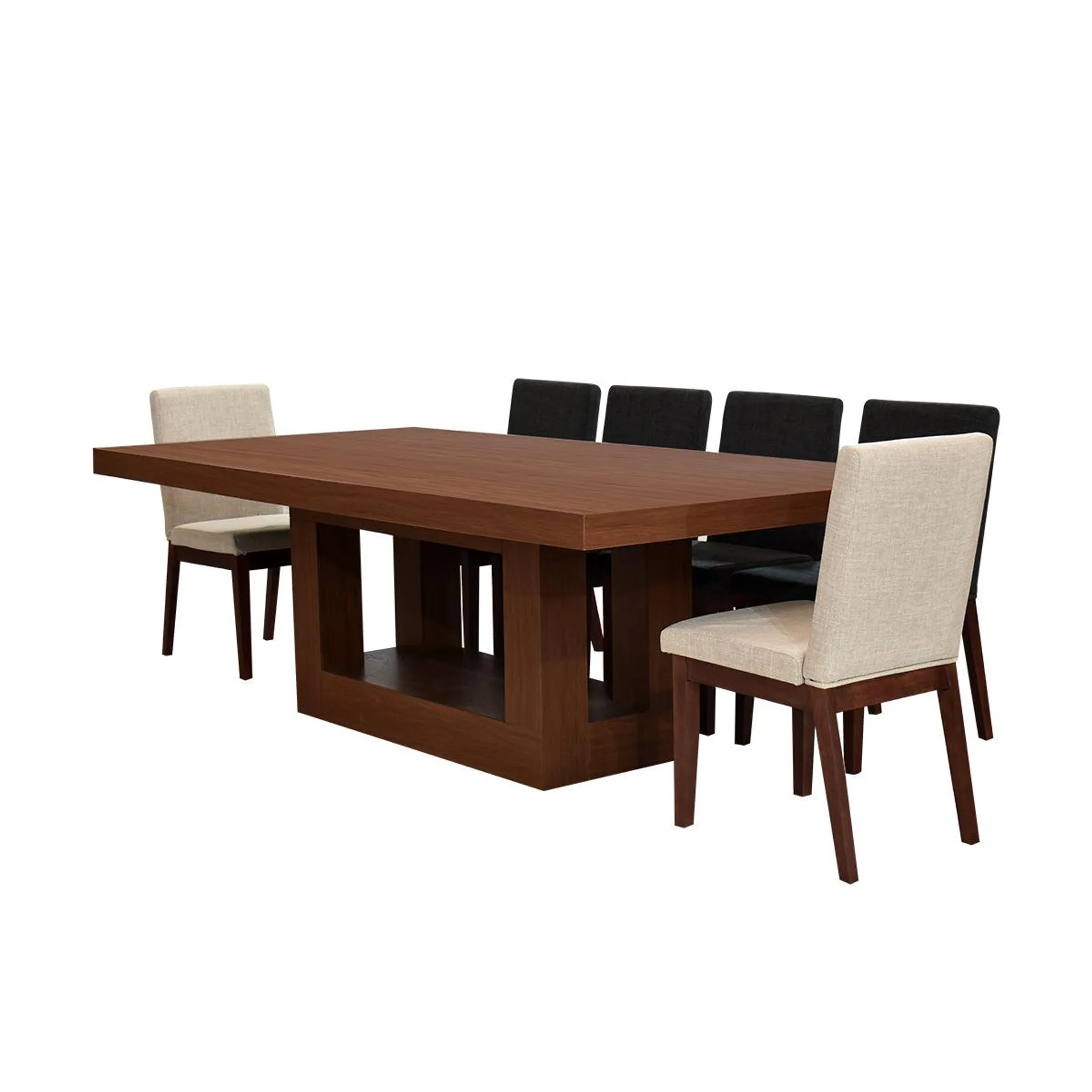 Comedor Armenia-Tzalam 2 Sillas Beige y 8 Sillas Smoke