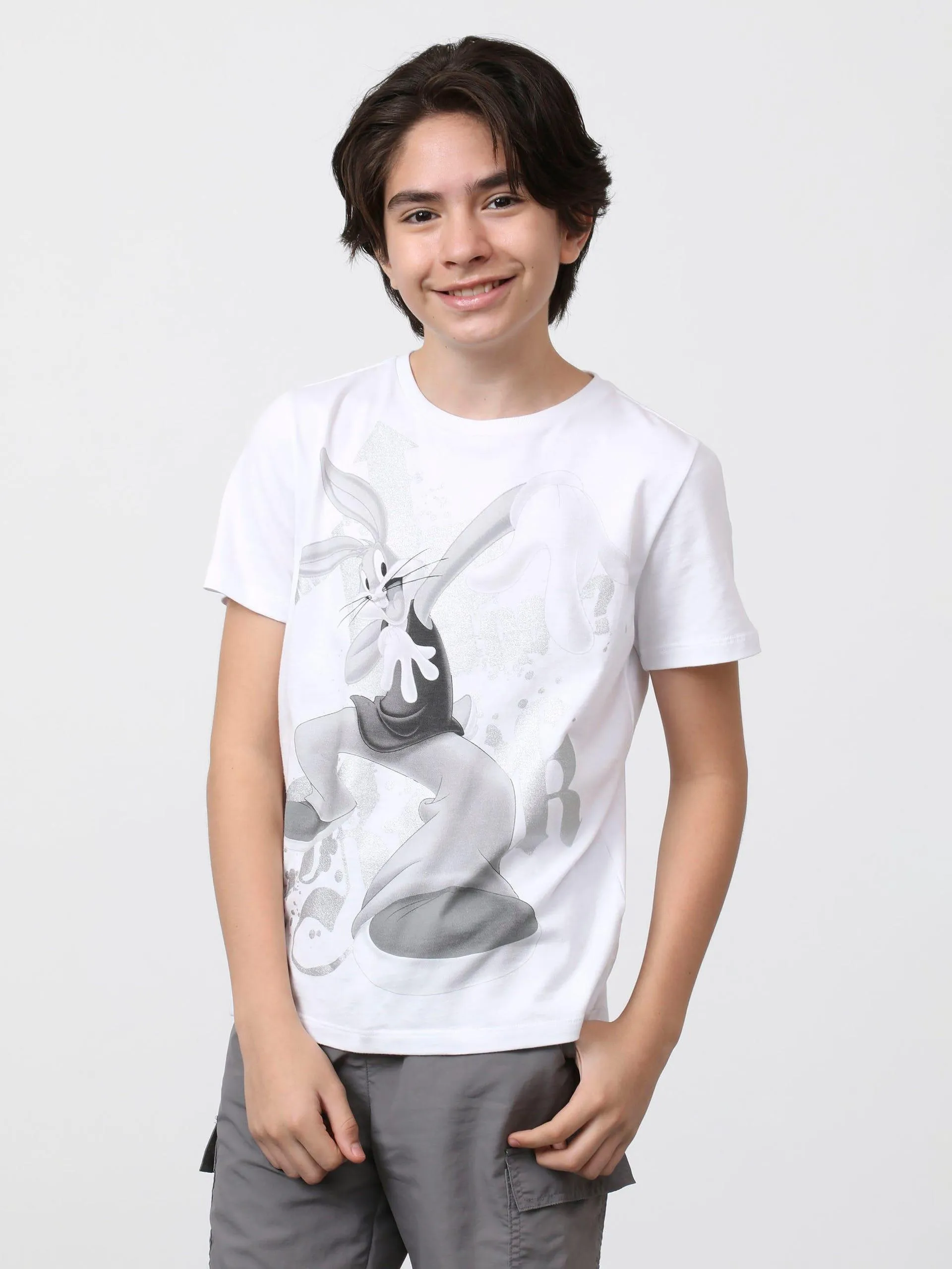 Playera Manga Corta Estampado Licencia Blanca