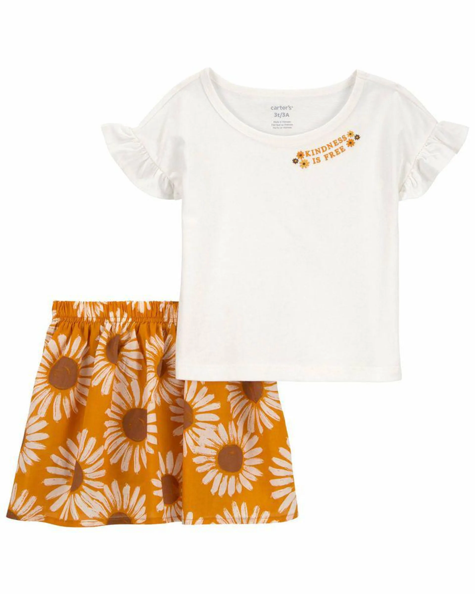 Conjunto De 2 Piezas De Playera Y Falda Pantalón Florales Carter's