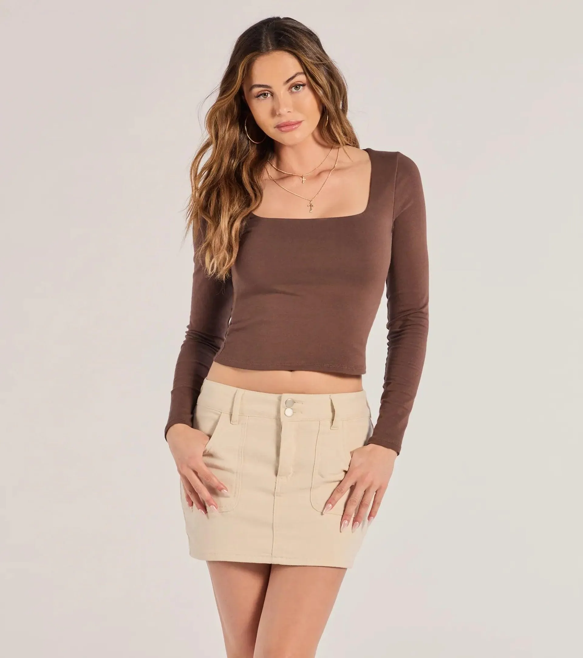 Back To Basics Cropped Long Sleeve Top