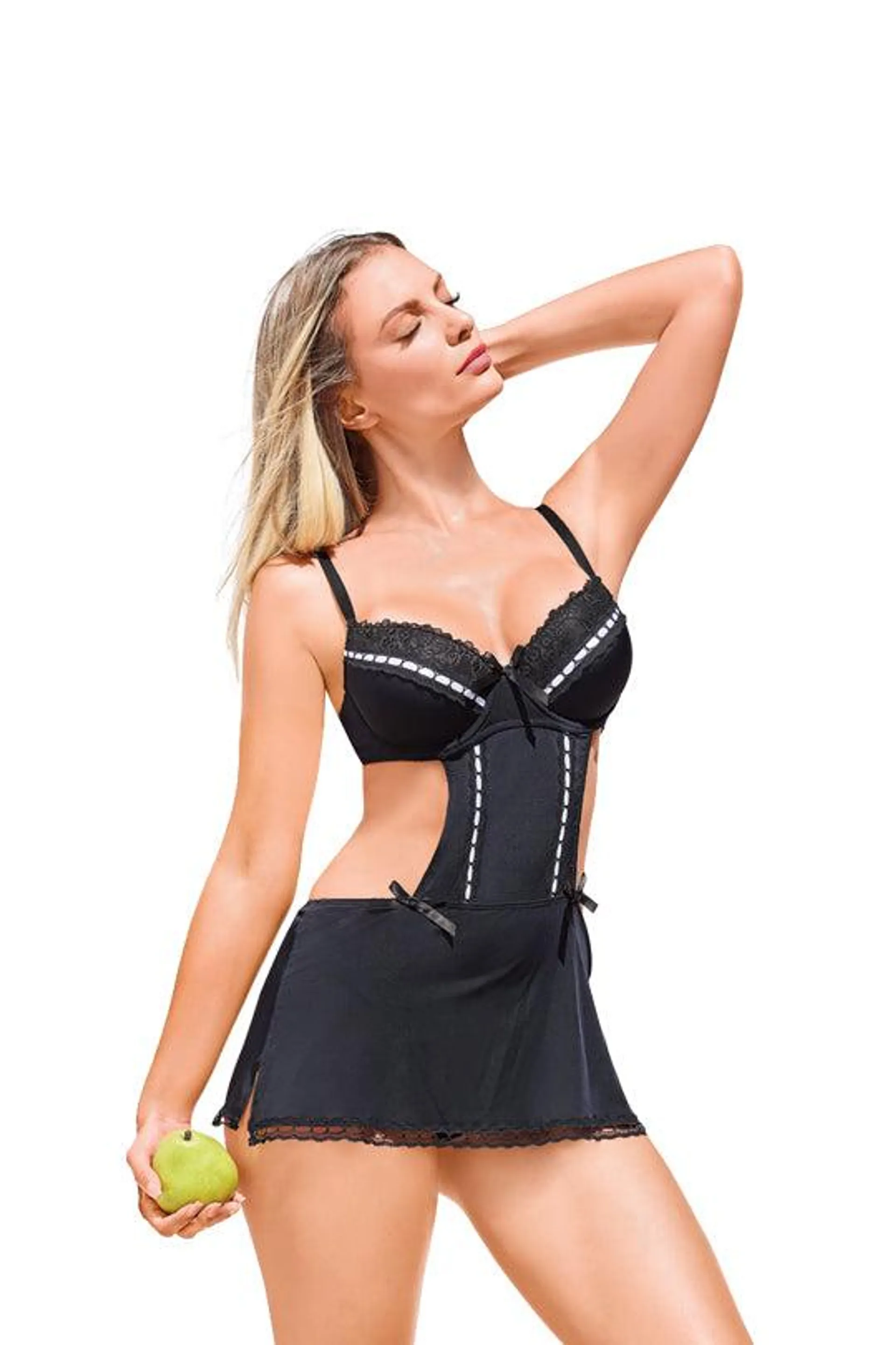 Baby doll color negro con tanga 80755