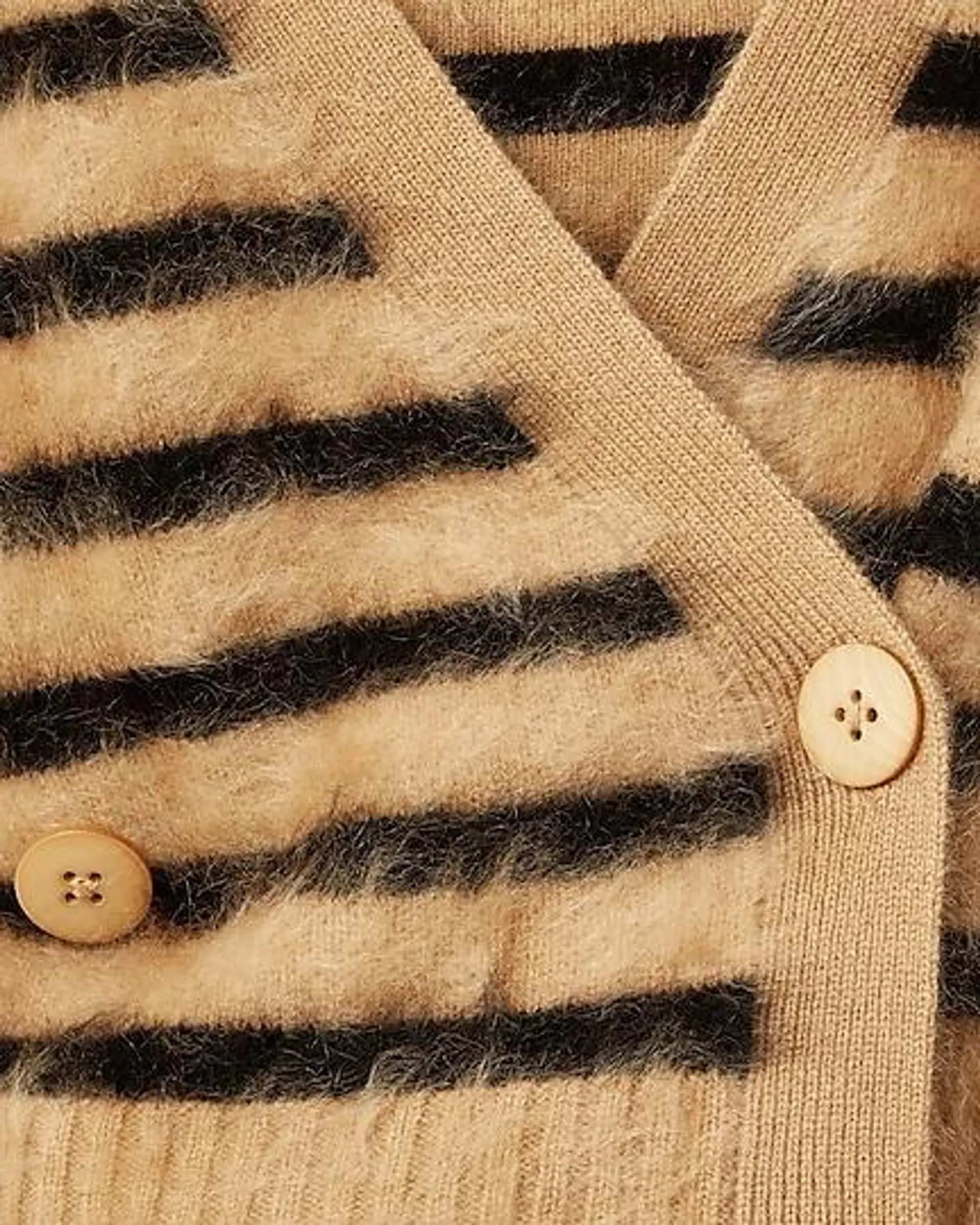 Brushed cashmere double-breasted cardigan sweater in stripe