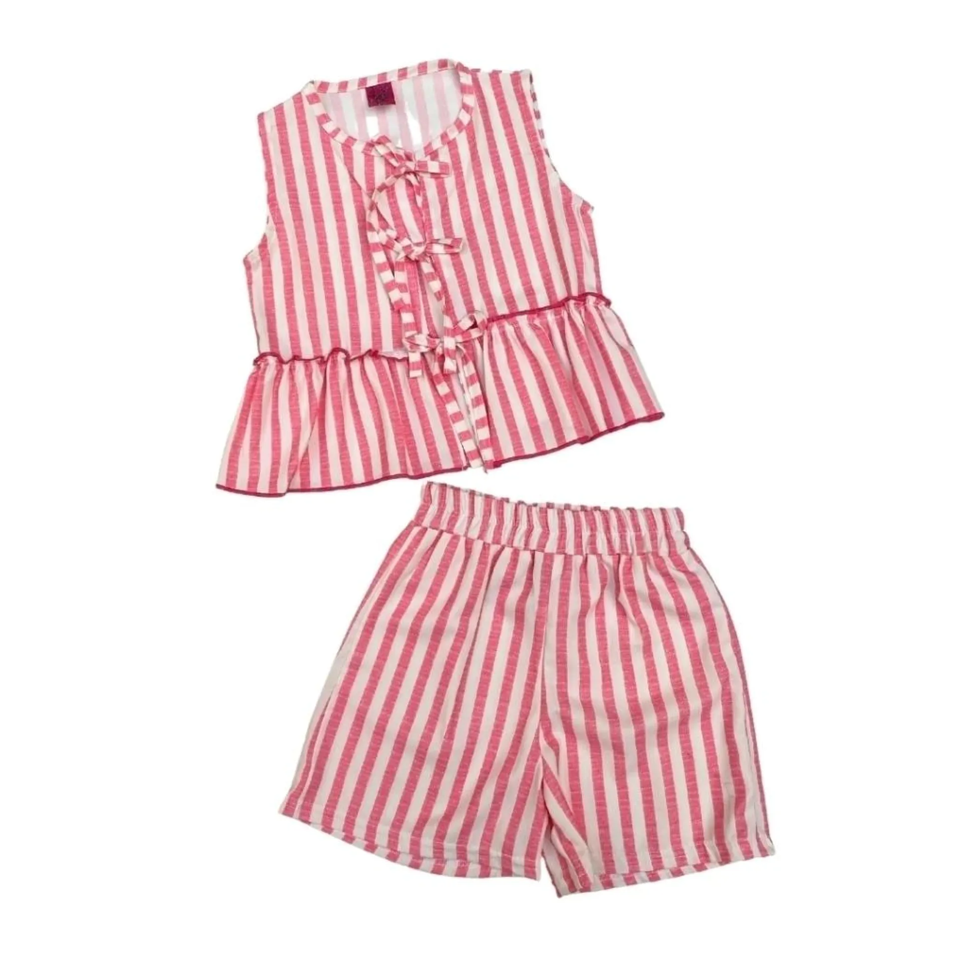 Conjunto rayado color rosa