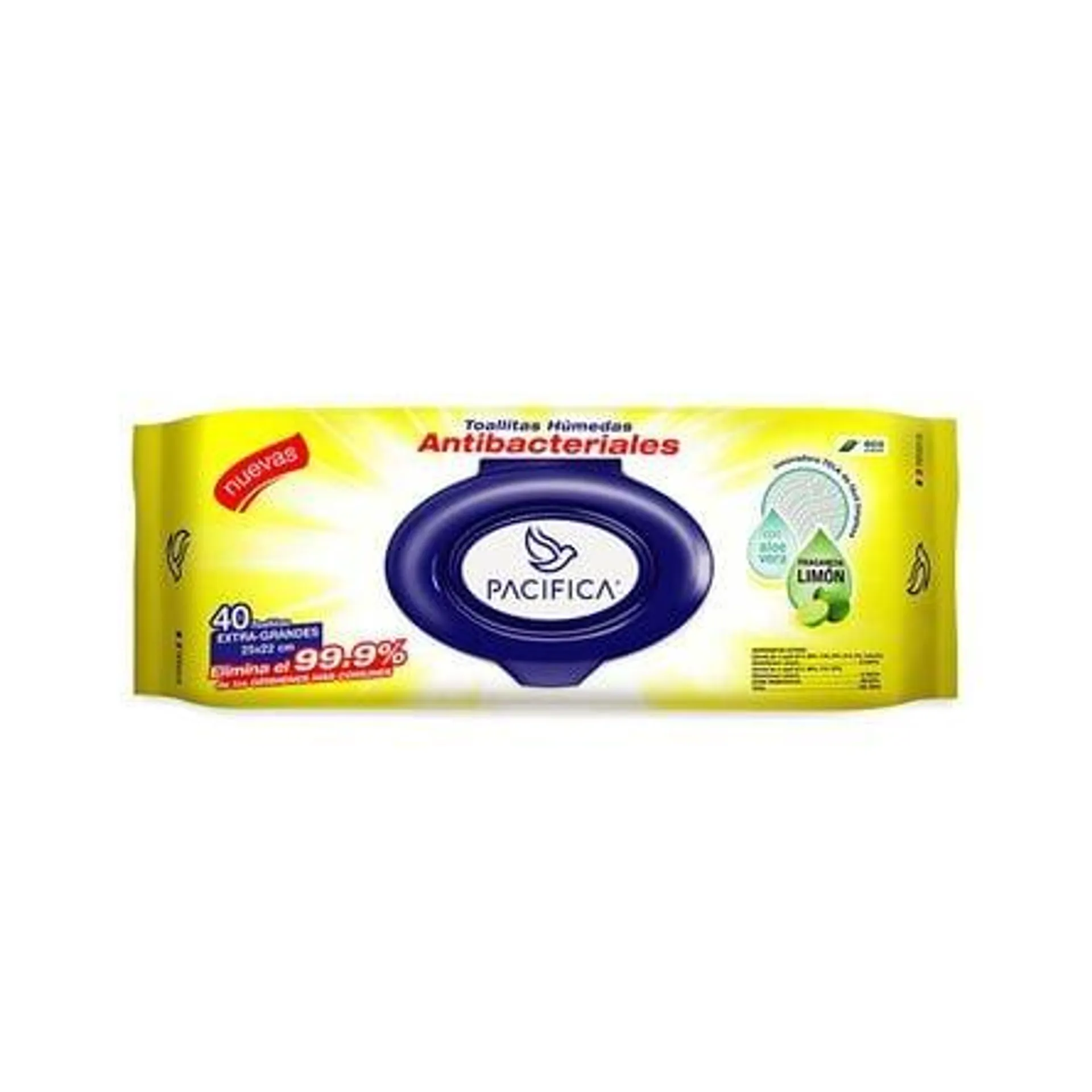 Toallitas Humedas Antibacterial Multiusos Pacifica 40 pzas